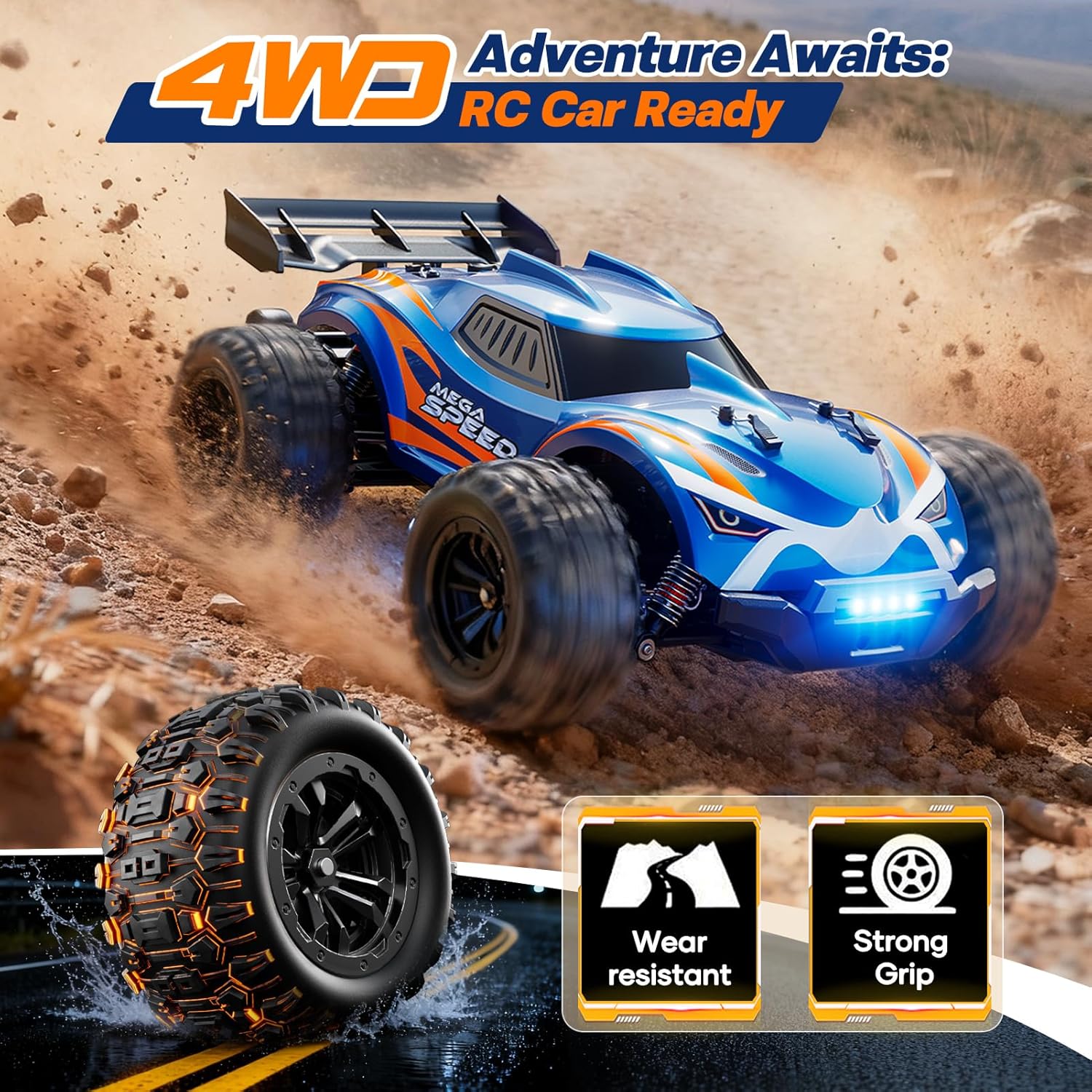 1/16 Brushless Fast RC Cars for Adults - Max 64KM/H Off Road Remote Control Car - High Speed 4X4 All Terrain RC Monster Trucks