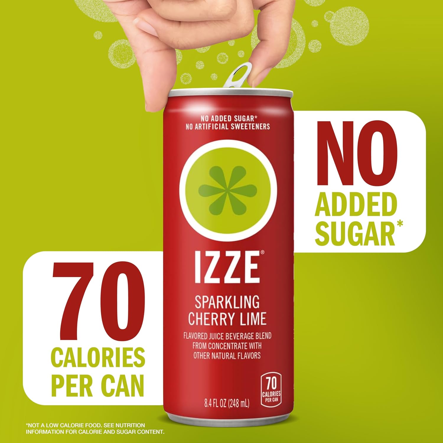 IZZE Sparkling Water Juice Beverage Blend, Pineapple, No Sugar Added, 8.4 FL OZ, 24 Cans