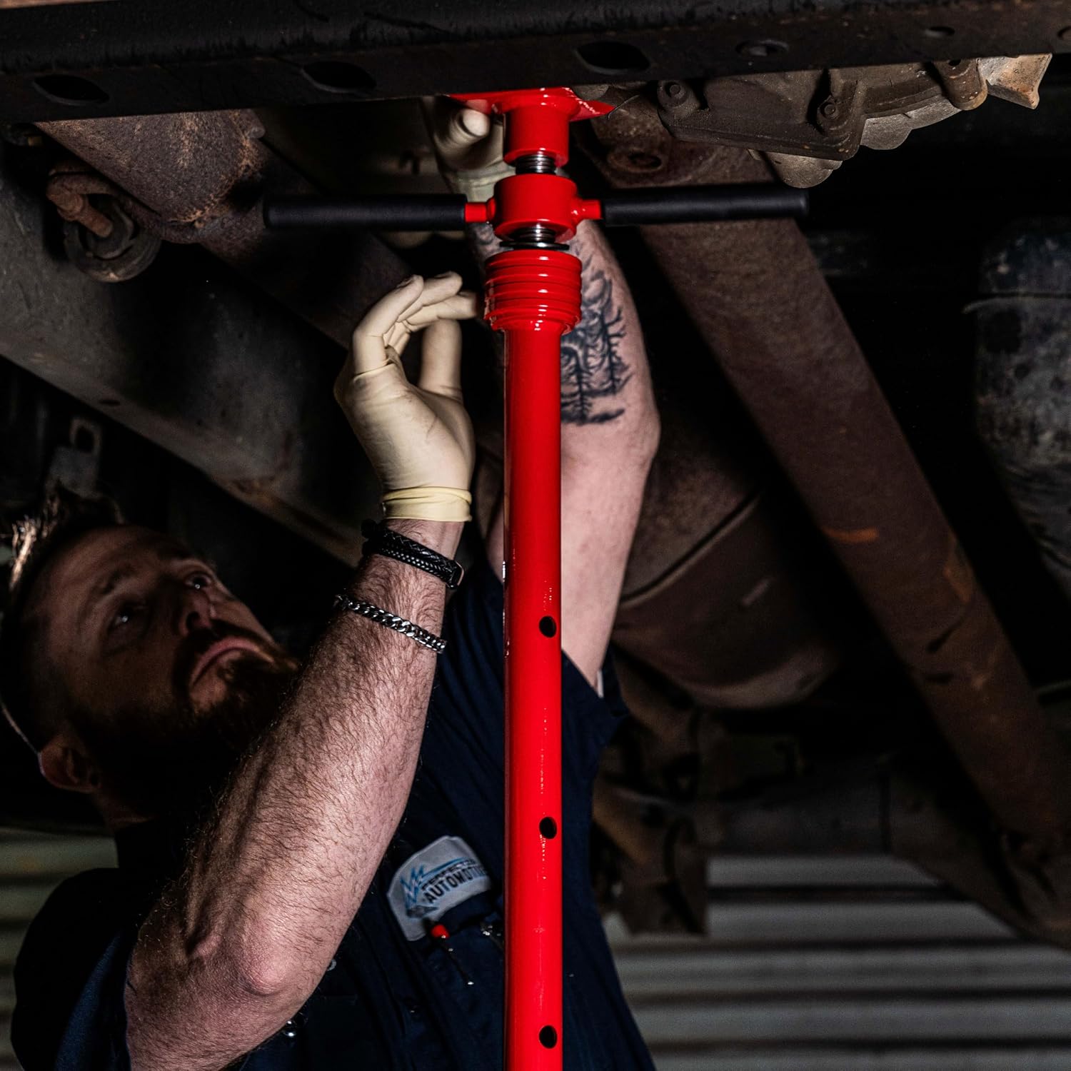 SUNEX TOOLS 6810A, Underhoist Support Stand with Foot Pedal, ¾ Ton Capacity, Large Base, Bearing Mounted Spin Handle, Height Adjustment Under Load, Lightweight, Supports Vehicle Components Only