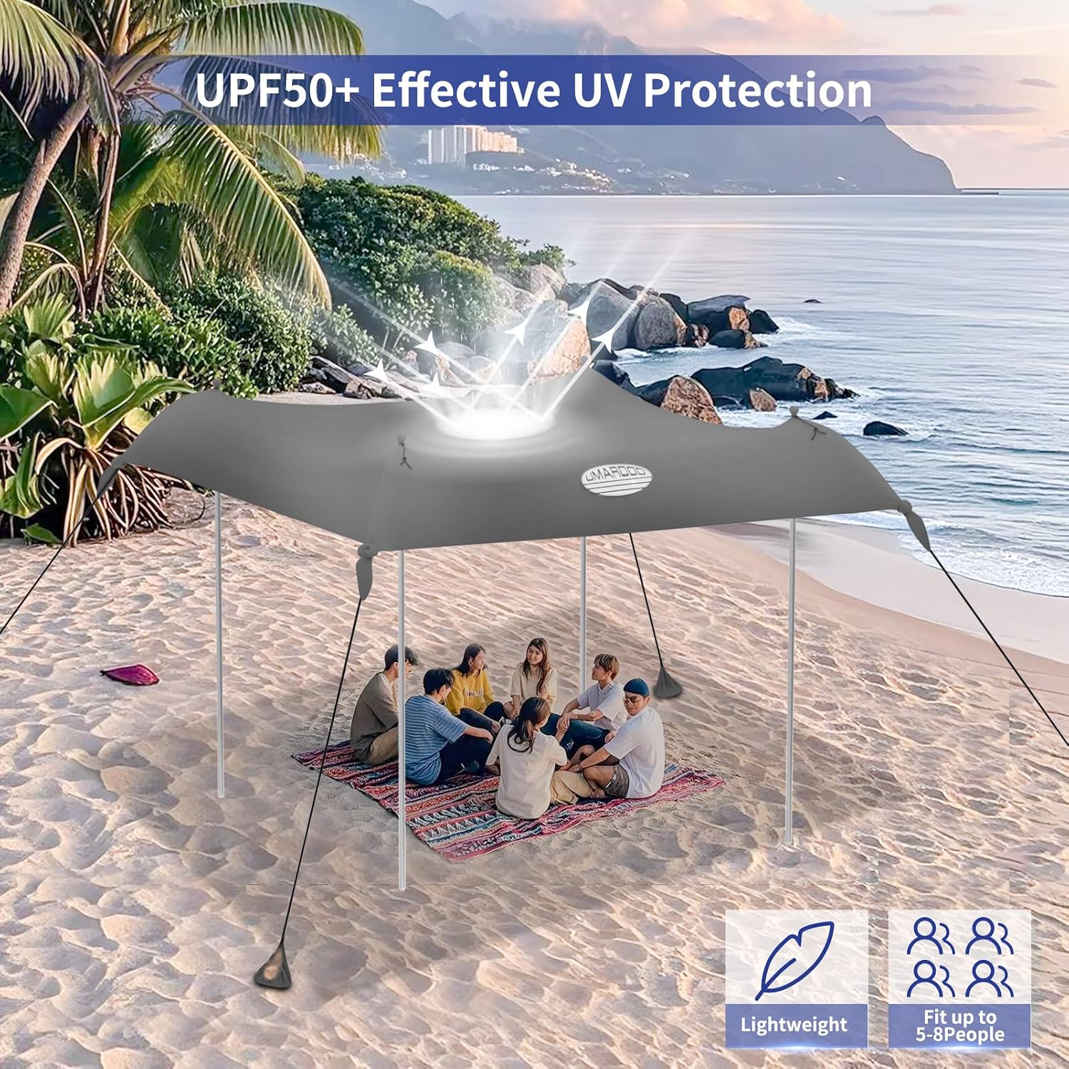 UMARDOO Family Beach Tent Canopy Sun Shade Portable 10×10FT