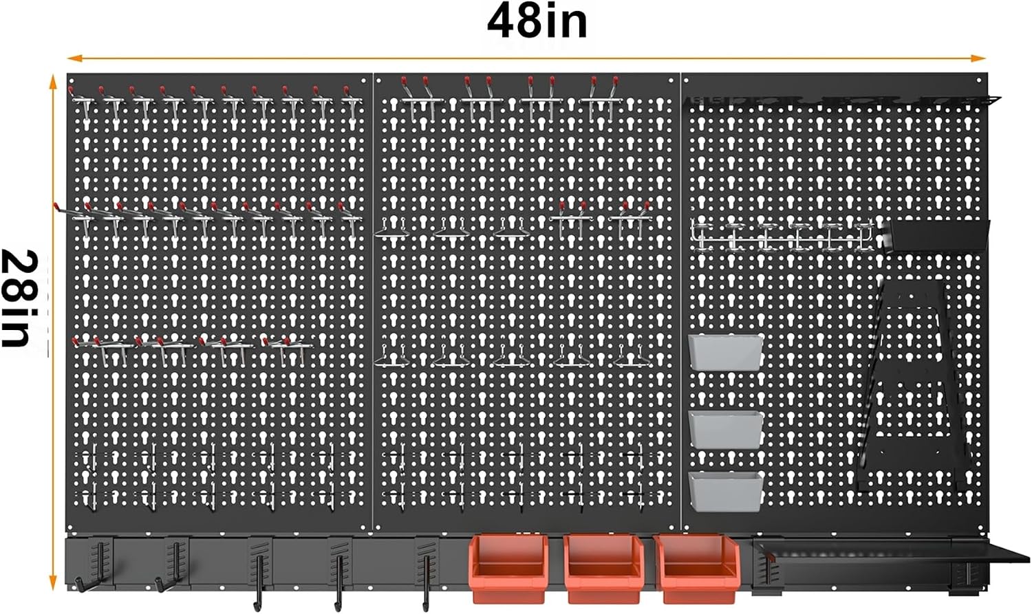 TORACK 109 PCS Pegboard Wall Organizer 48x24 in, Garage Metal Pegboard