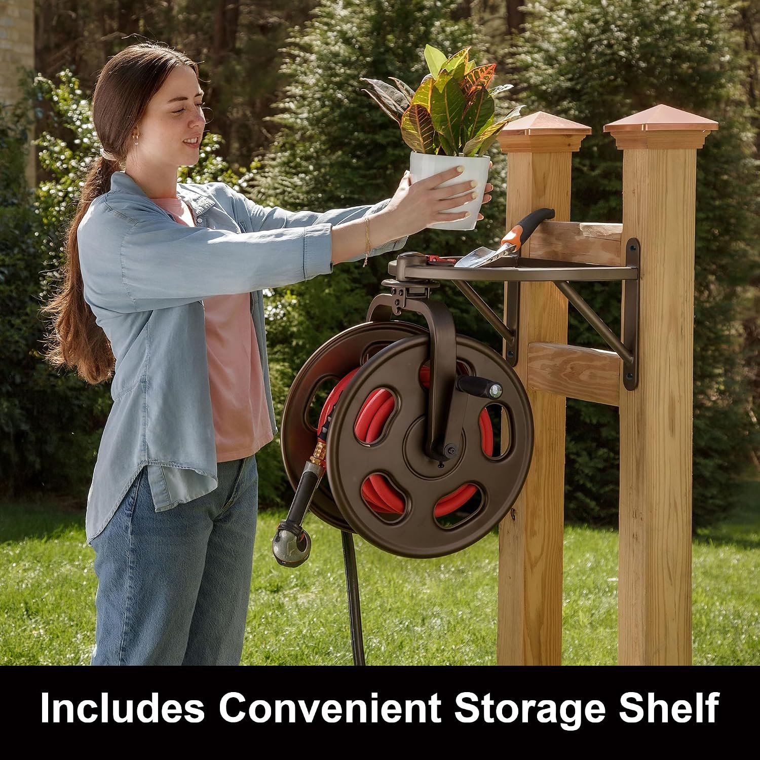 Liberty Garden 710 Navigator Rotating Garden Hose Reel, Holds 125-Feet of 5/8-Inch Hose - Bronze