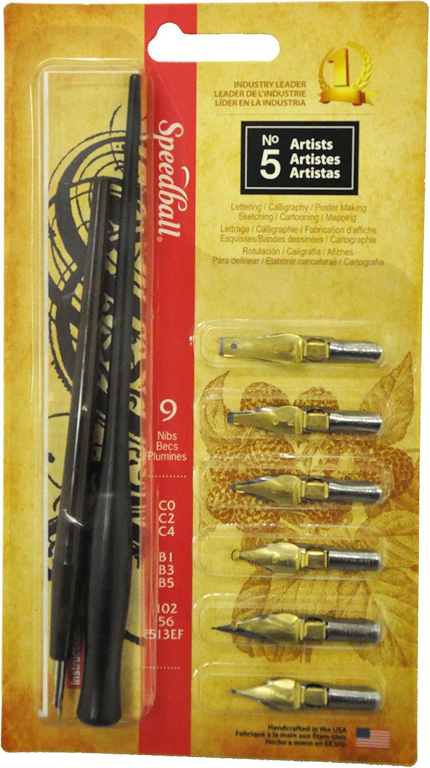 Speedball C-Series Lettering Pen Set, Left-handed - 1 Penholder w/ 6 Nibs