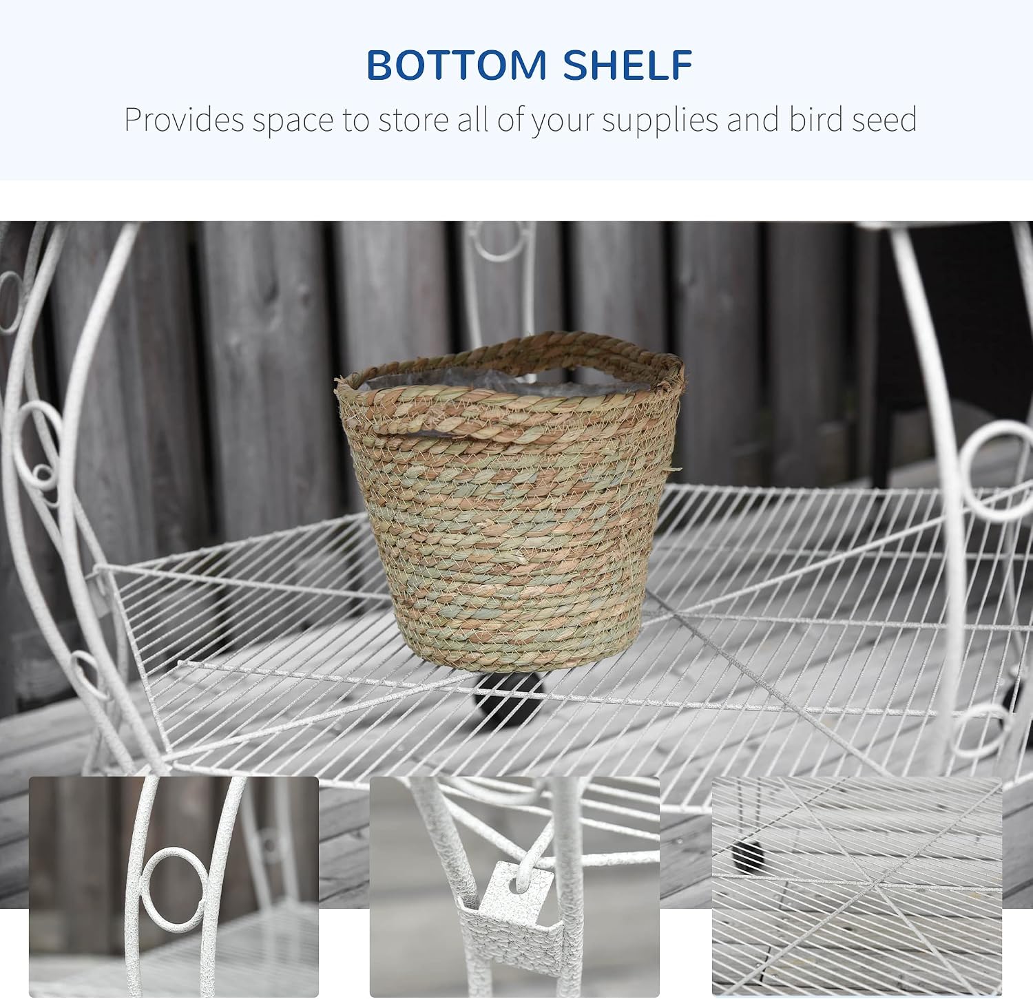 PawHut 44" Hexagon Covered Canopy Portable Aviary Flight Bird Cage With Storage | Hexagon
