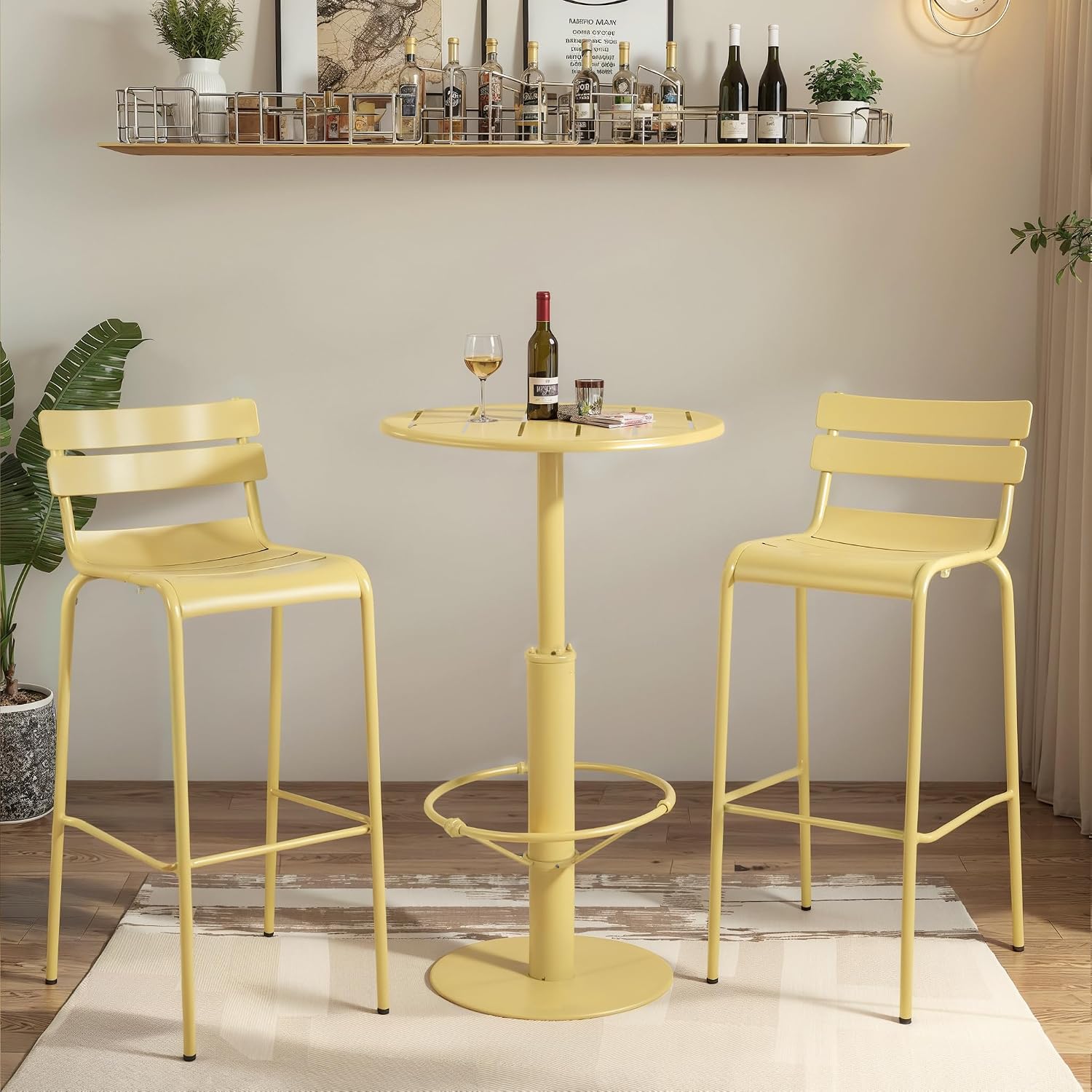 LOKKHAN 42" Tall Rustic Industrial Bar Table 19.68" Dia Round Wooden Top Metal Frame Height Fixed Standing Pub Dining Room Bistro Cocktail Table, Black & Brown