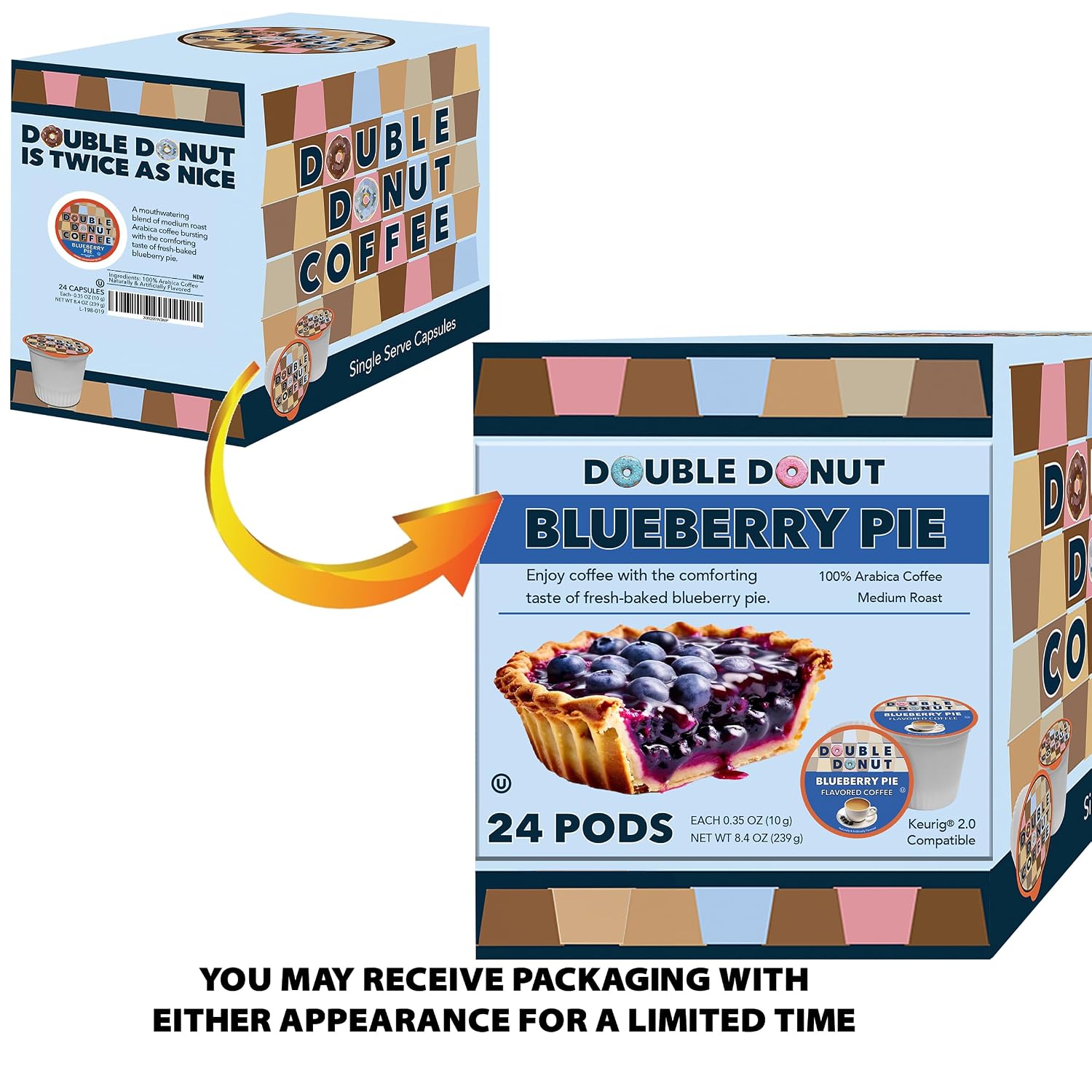 Double Donut Coffee Breakfast Blend Coffee Pods, Light Roast Coffee in Recyclable Single-Serve Pods for Keurig K Cups Brewer Machines, 80 Count Bulk Pack, original version