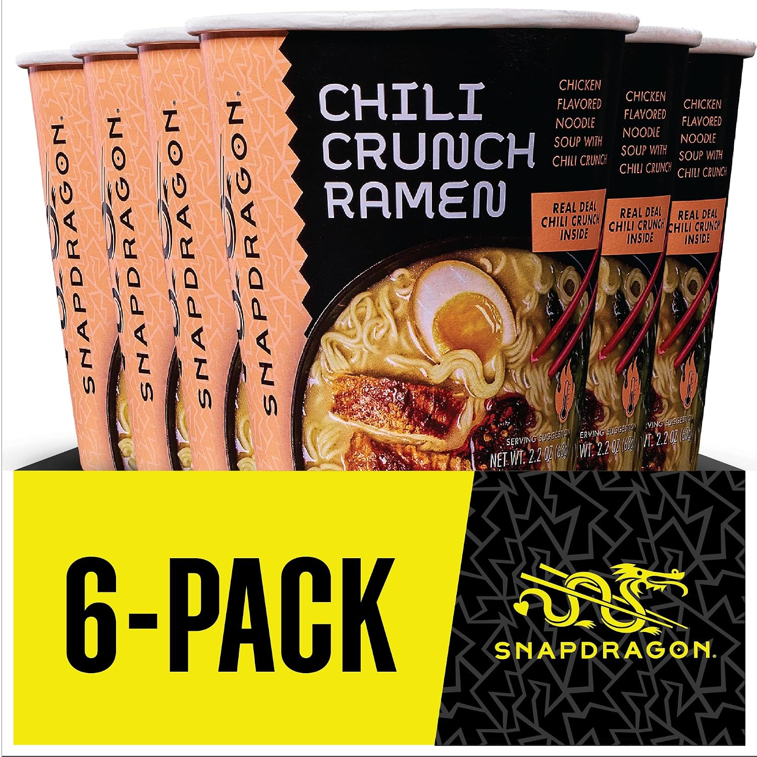 Snapdragon Miso Ramen Cup Noodles - 6 Pack Instant Ramen Bowl with Authentic Wheat Noodles, Soup Sauce Base