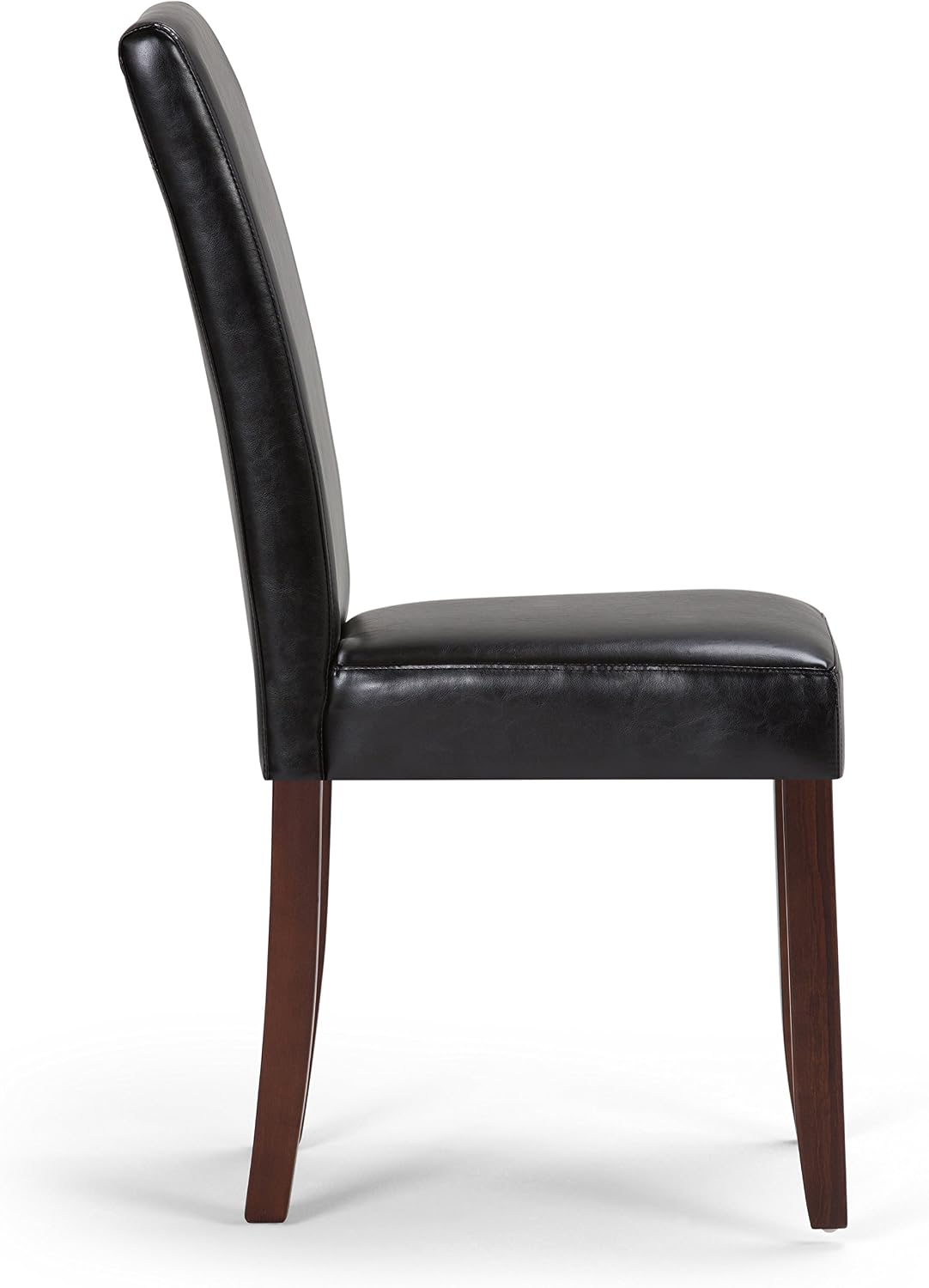 SIMPLIHOME Acadian Dining Chairs - Upholstered Solid Hardwood and Vegan Leather Parsons Chair Set in Midnight Black