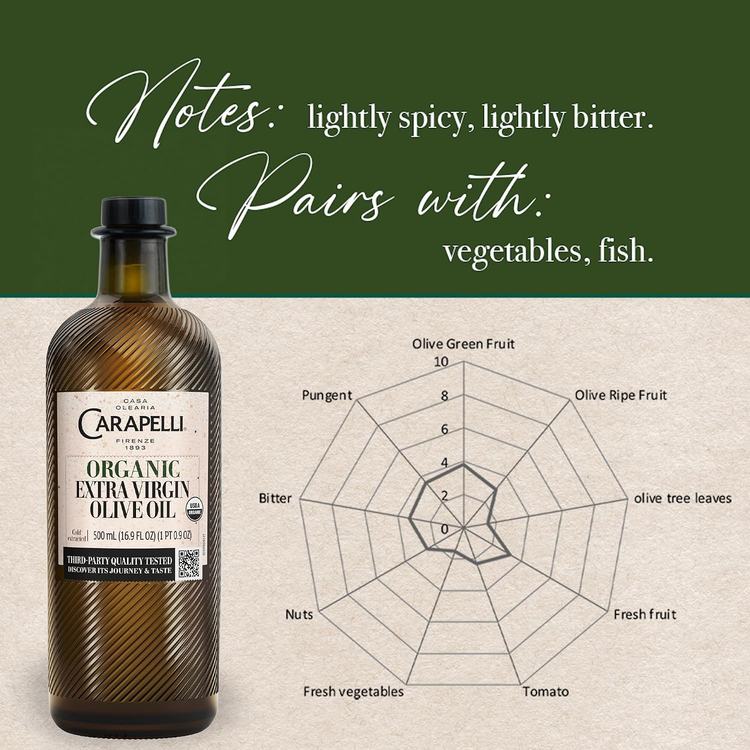 Carapelli Organic Extra Virgin Olive Oil, Cold Extracted, 16.9 fl oz