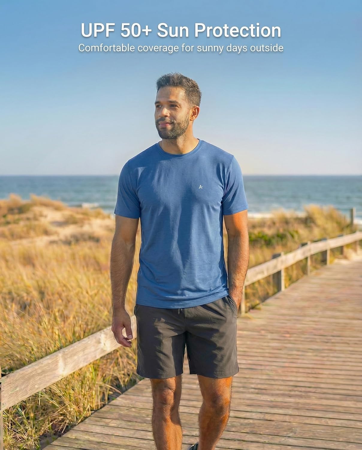 Arctic Cool Men’s Crew Neck Instant Cooling Moisture Wicking Performance UPF 50+ Short Sleeve Workout Shirt