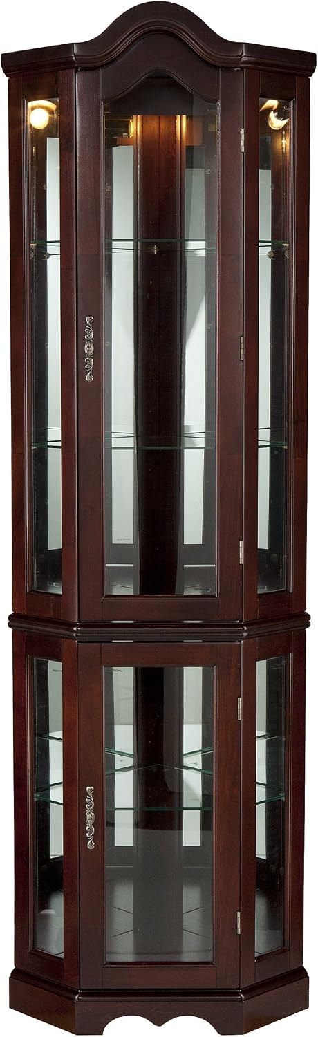 Home Decorators Collection Vitric Lighted Curio, 70" Hx21 Wx16 D, Golden Oak