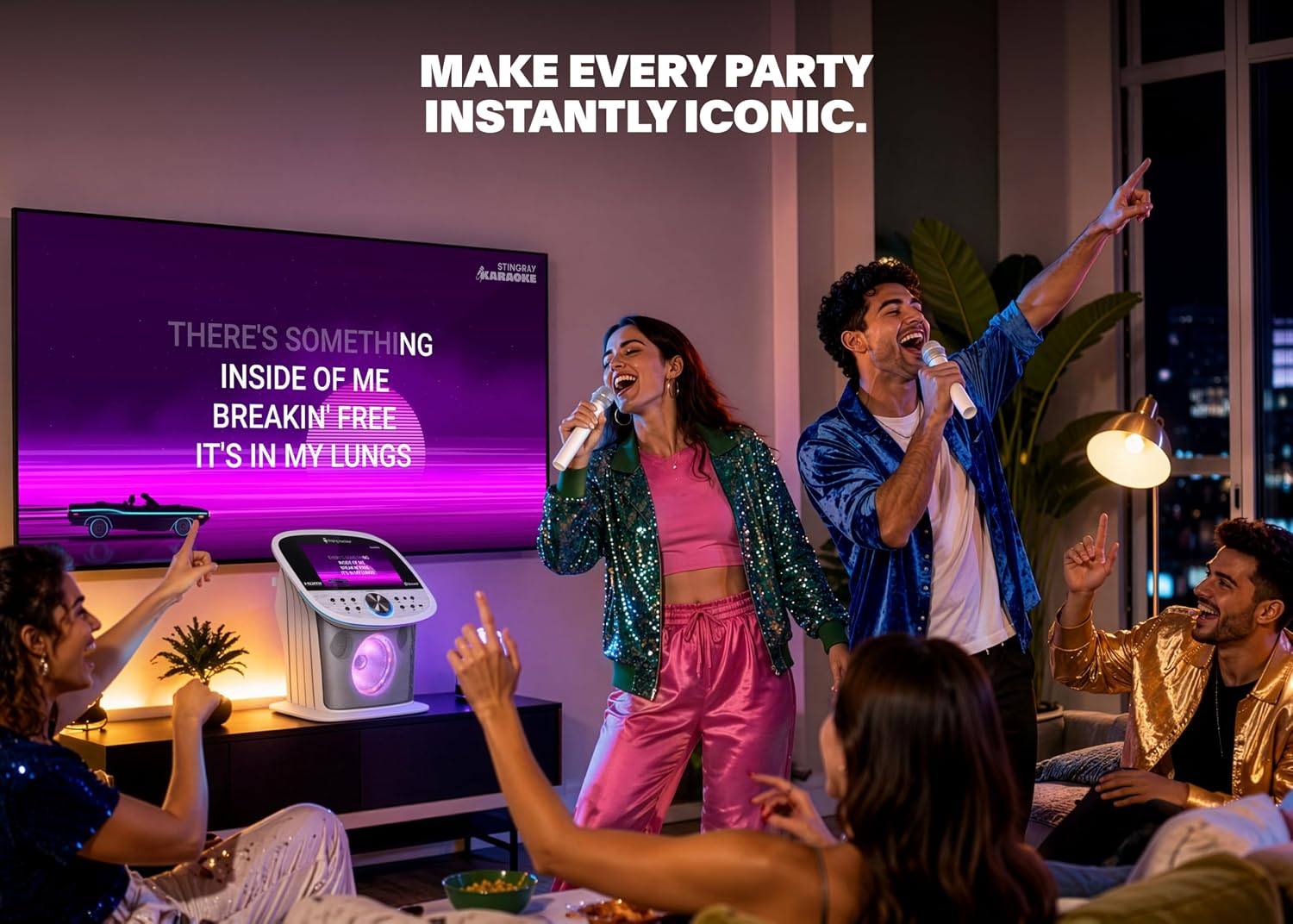 Singing Machine Karaoke Machine Screen, WiFi, Music Apps, 2 Microphones | All-in-One Karaoke Adults/Kids, Built-in Screen, 2 Wireless Mics, WiFi Enabled, App Compatible YouTube/Spotify, Home & Partie