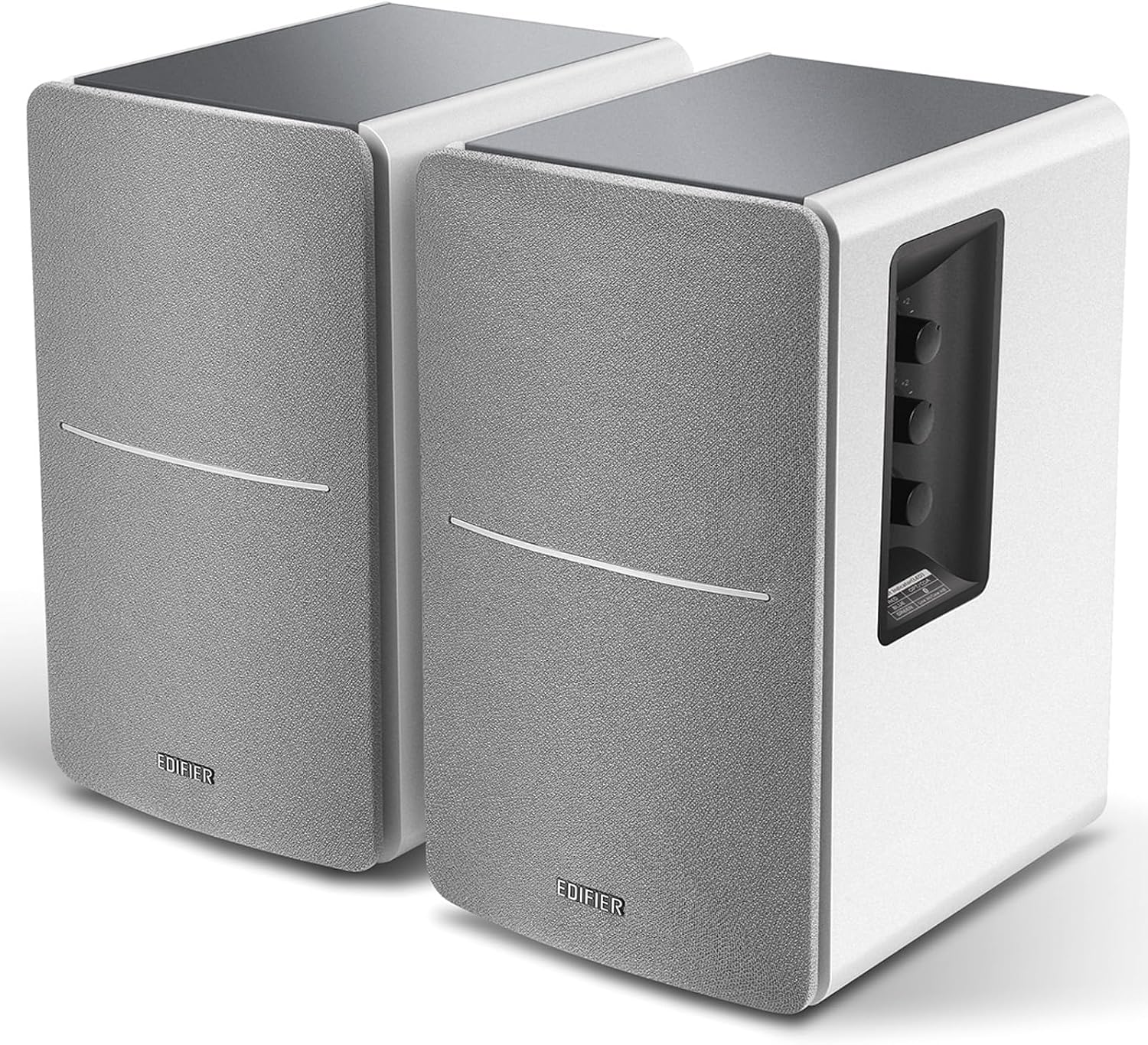 Edifier R1280DB Powered Bluetooth Bookshelf Speakers - Optical Input - Wireless Studio Monitors - 4 Inch Near Field Speaker - 42W RMS - Wood Grain (Black)