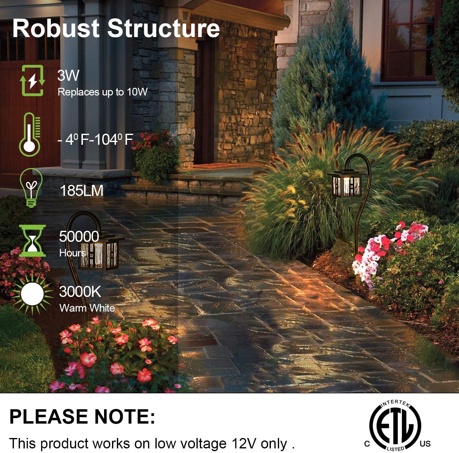 hykolity Low Voltage Landscape Lighting, Outdoor LED Pathway Lights