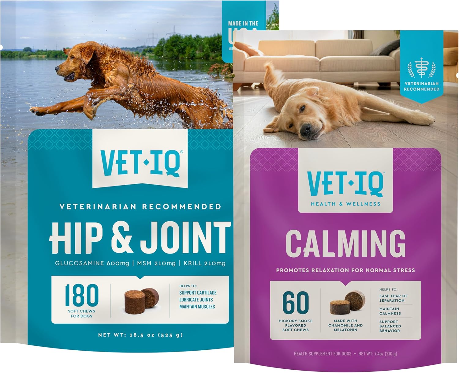 VetIQ Glucosamine Hip & Joint Supplement for Dogs, 180 Soft Chews, Joint Support Supplement with MSM and Krill, Dog Health Supplies Large & Small Breed, Chicken Flavored Chewables | Supports mobility for large & small breeds; glucosamine, MSM & krill oil…