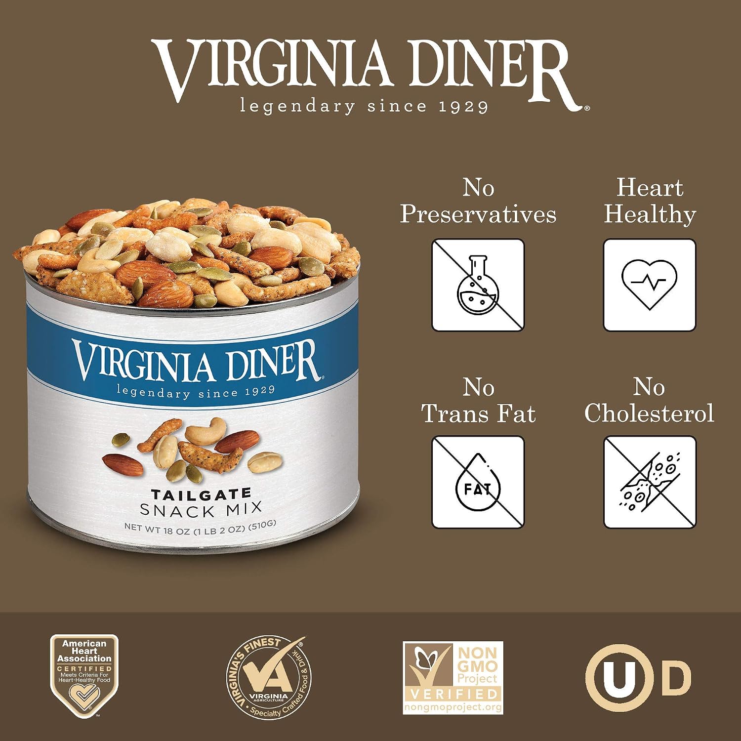 Virginia Diner Tailgate Snack Mix - Gourmet Snack Mix with Cashews, Sesame Sticks
