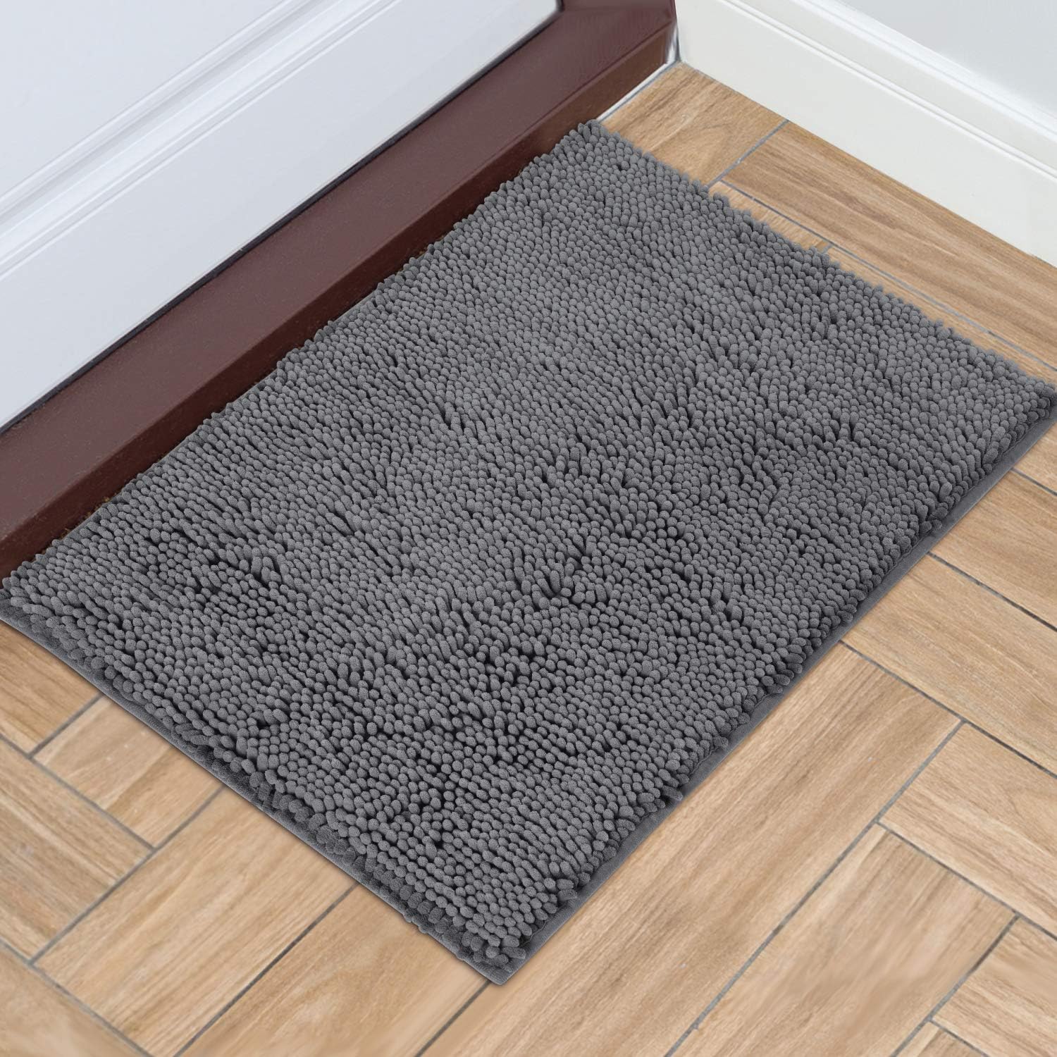 HOMEIDEAS Dog Door Mat for Muddy Paws 30x20, Absorbs Moisture and Dirt, Non-Slip Washable Doormat, Soft Chenille Mud Mat for Dogs