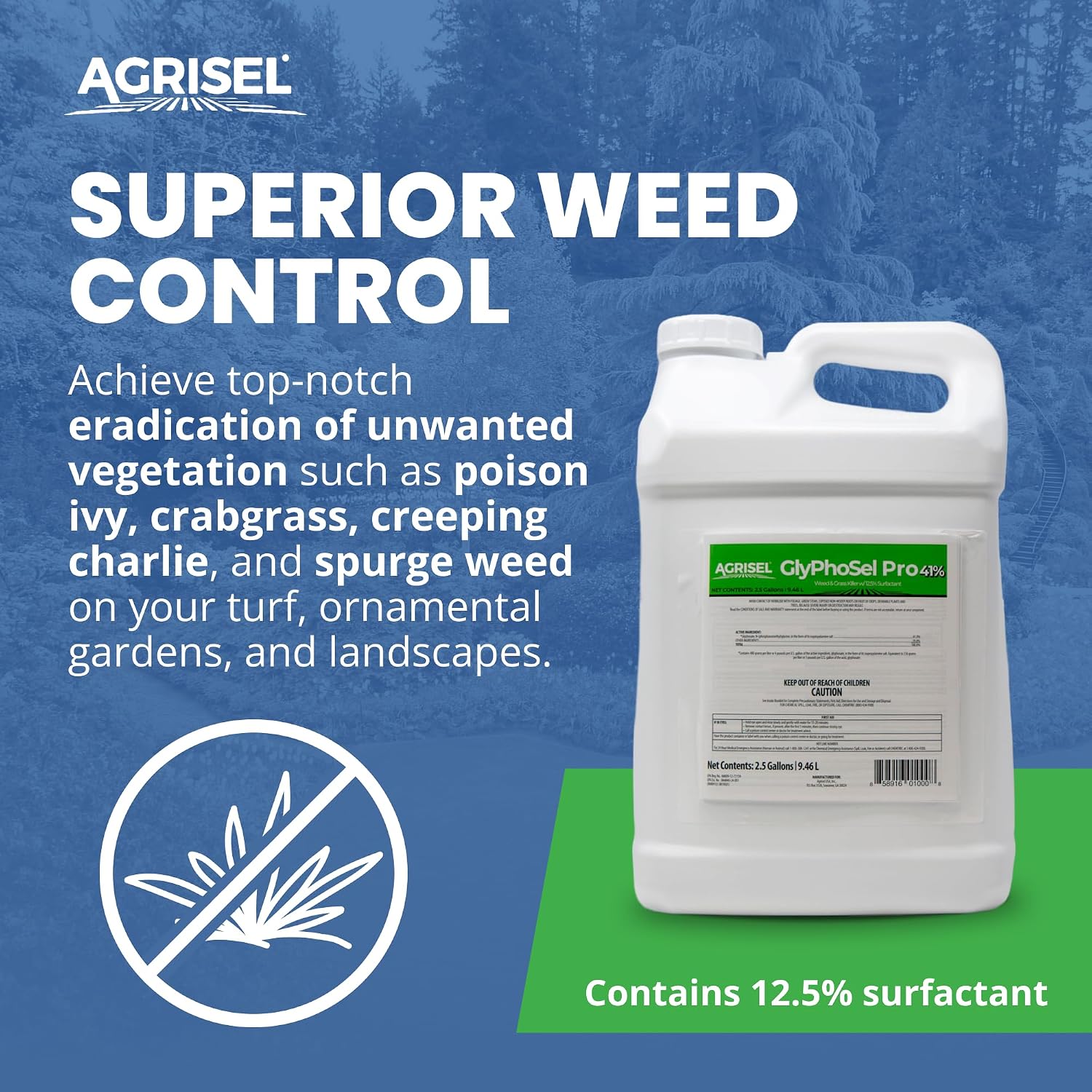 Agrisel GlyPhoSel Pro Weed Killer, Easy Mixing, Pet Safe, 128 Ounces | Tackles Hard-to-Kill Weeds, Low-Odor