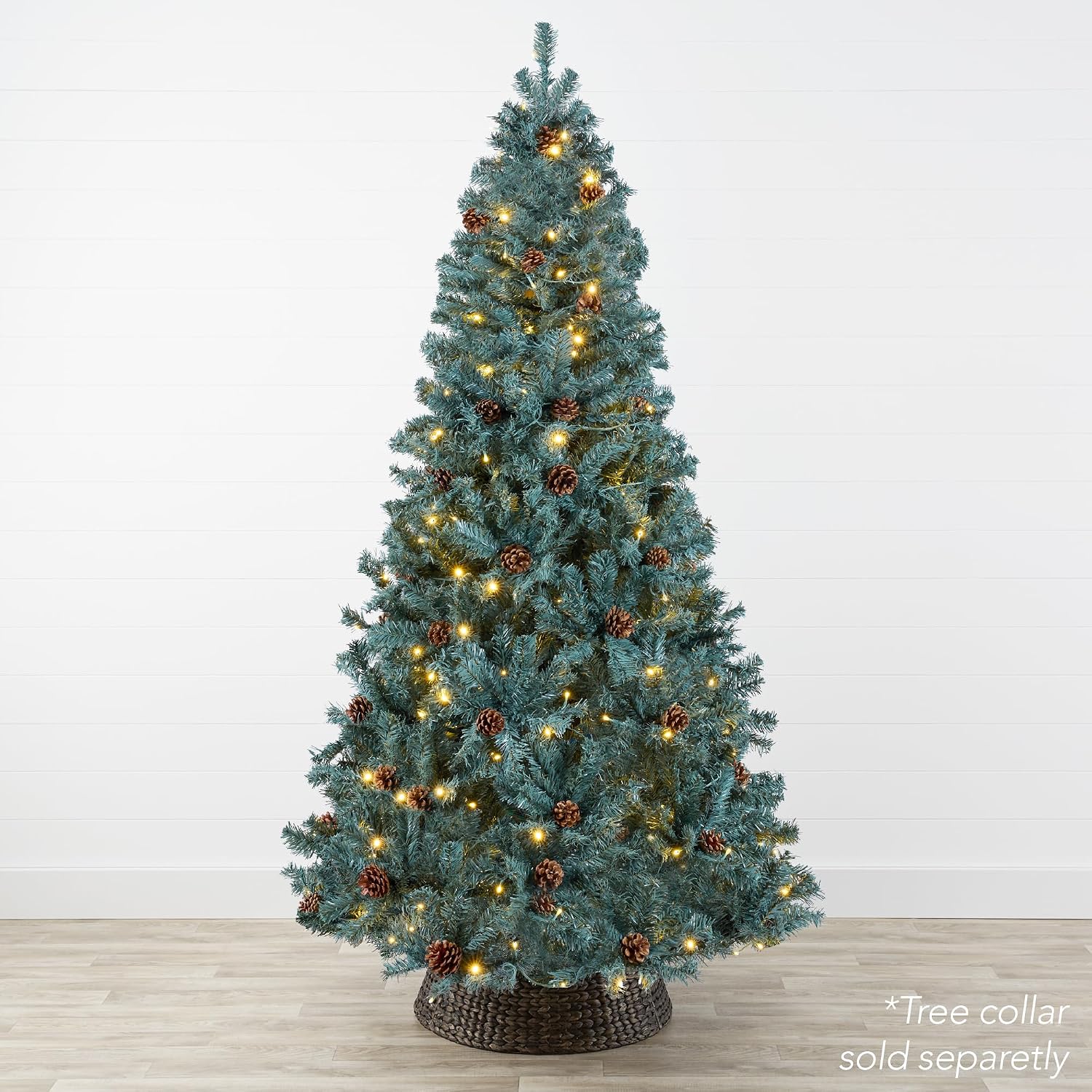 Best Choice Products 7.5ft Pre-Lit Pre-Decorated Pine Artificial Christmas Tree w/Twinkling LEDs, 1, 346 Flocked Frosted Tips, 80 Pinecones