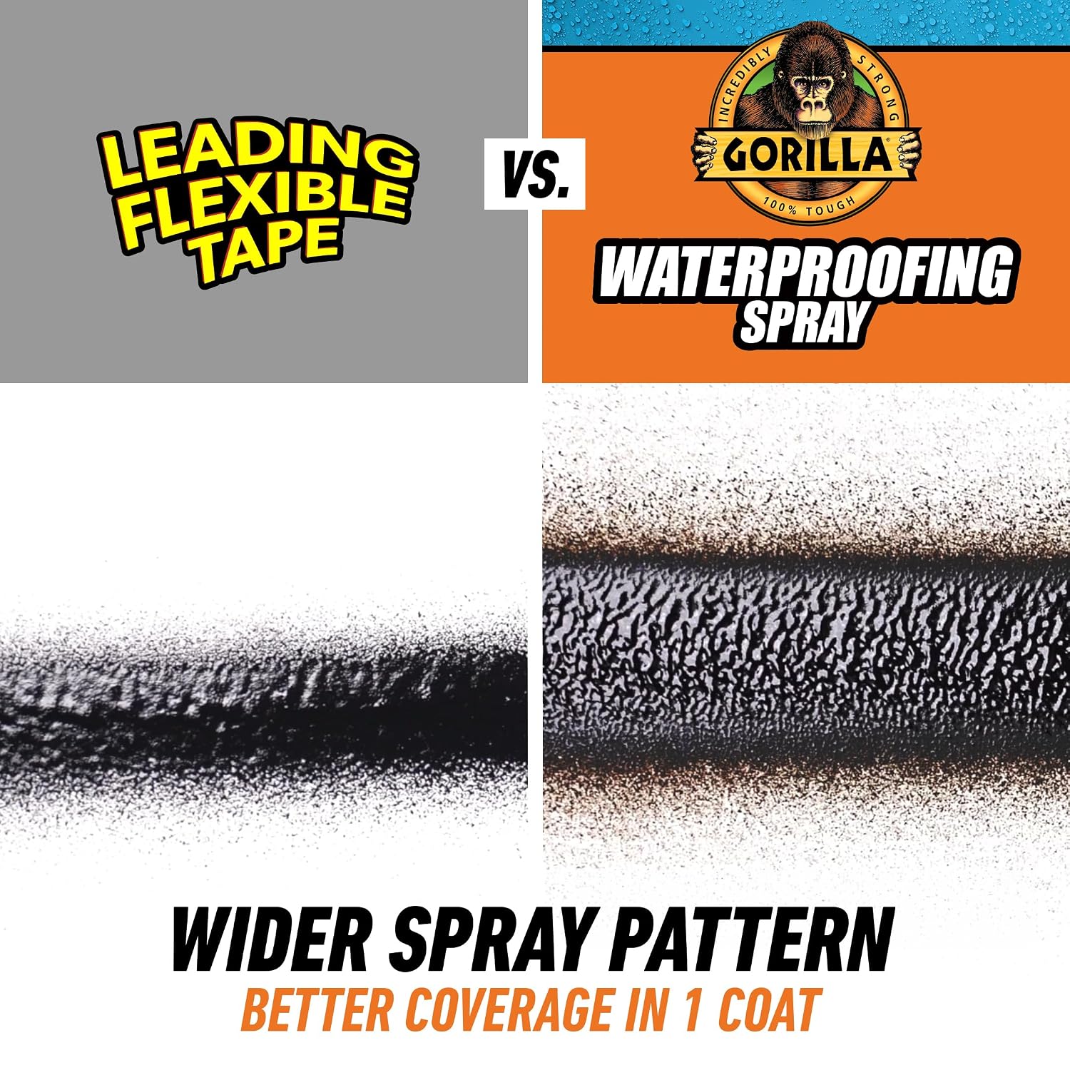 Gorilla Waterproofing Spray, Black, 16 oz, Flexible Rubberized Sealant