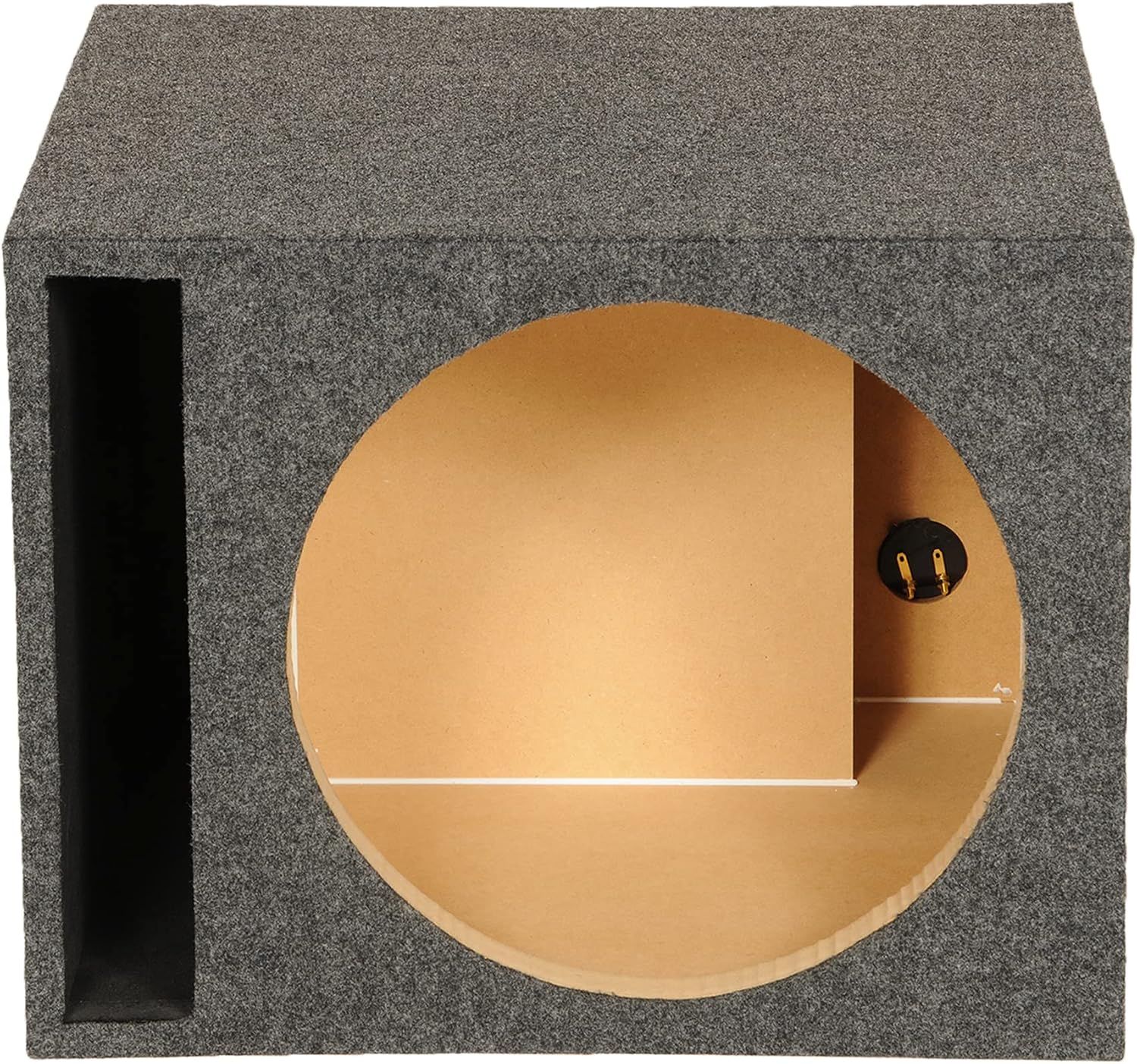 QPower 15 Inch Heavy-Duty Single Vented Carpet Covered Durable Car Audio Vehicle Subwoofer Enclosure Woofer Box, Charcoal Gray