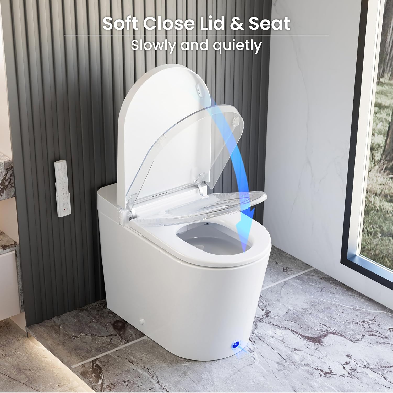 ADA Smart Toilet Bidet with Auto Open Close Heated Seat(K050Pro) | Bidet Toilet with Tank, 1000g MaP Quiet Flush, Comfort ADA Seat, Foam Shield, Dryer, Foot Sensor, Auto & Blackout Flush