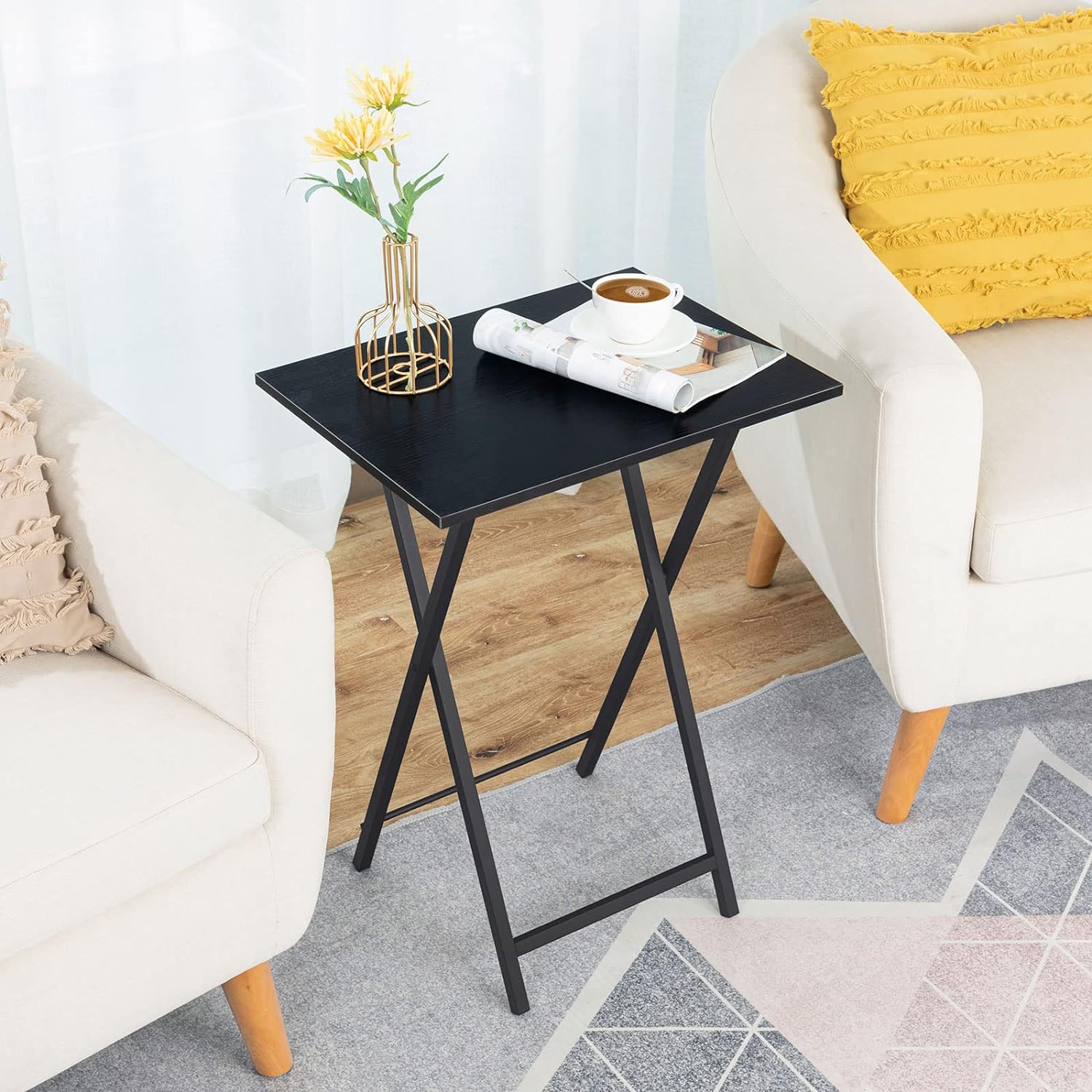 HOOBRO Folding TV Table, TV Tray, Stable Snack Table for Small Space, Portable Sofaside Desk, Easy Assembly and Storage