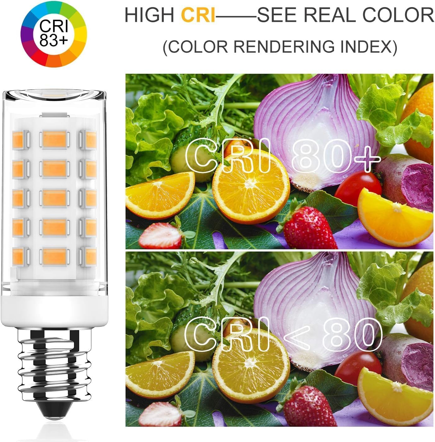 KLG E12 LED Bulb, Mini Candelabra Base, 4W (40W Equivalent), 5000K Daylight White Non-Dimmable, T3/T4 Small Bulb for Ceiling Fans and Chandeliers