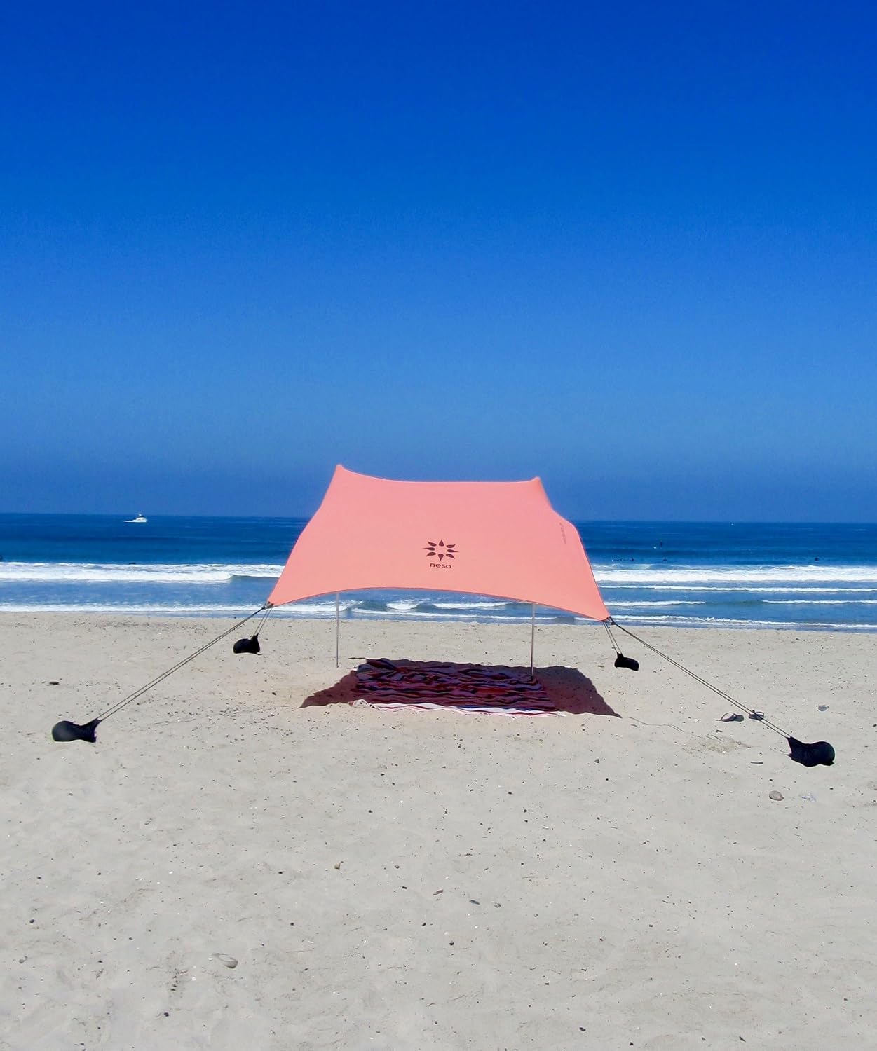 Neso Portable Beach Tent Sun Shelter with Sand Anchor - Lightweight Beach Shade Canopy - Easy Setup for Family Outings - Patented Reinforced Corners - UPF 50+ Sun Protection - 7 x 7ft - White