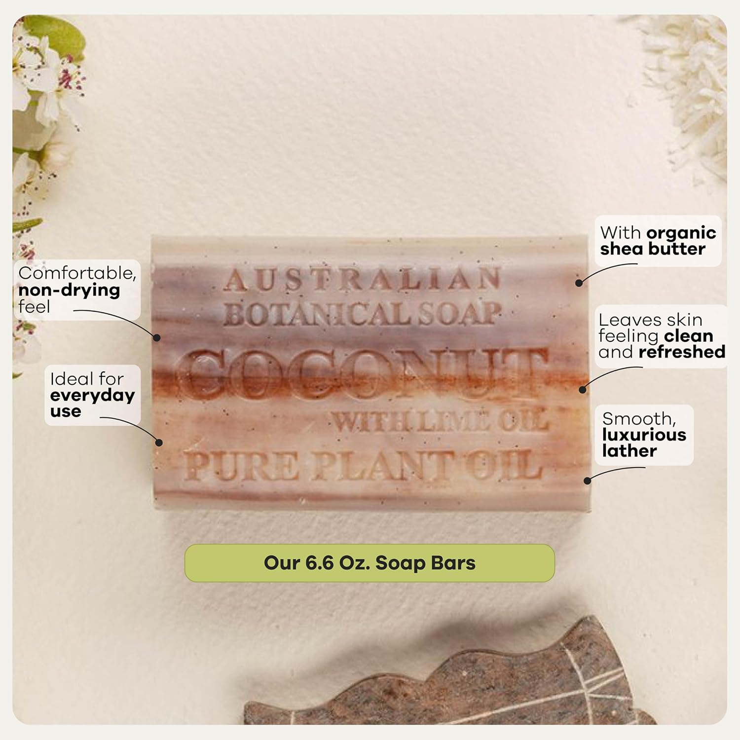 Australian Botanical Soap Sea Salt Soap Bars, 6.6 oz, Pack of 8