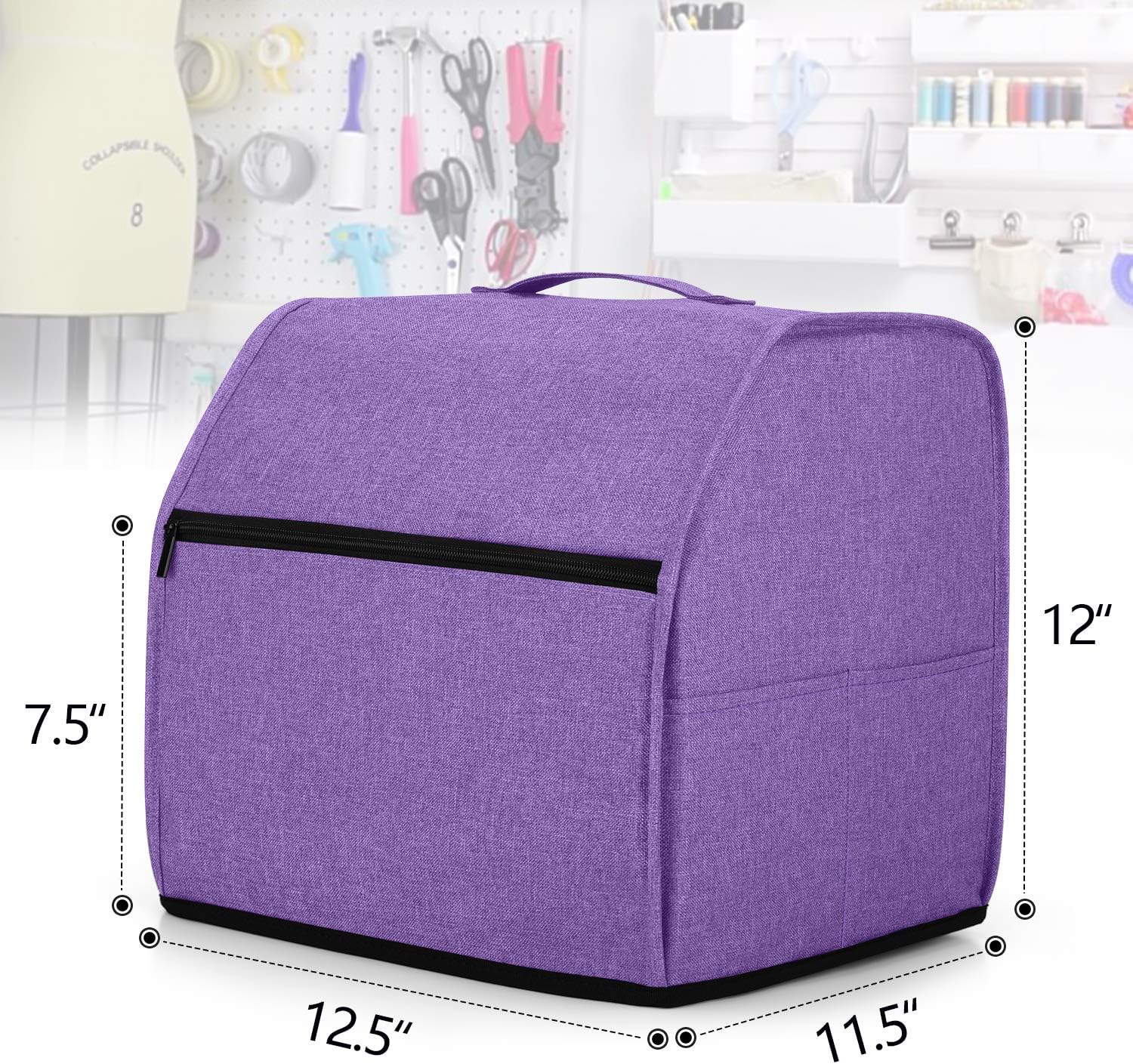 LUXJA Serger Machine Cover with Storage Pockets, Gray Dots