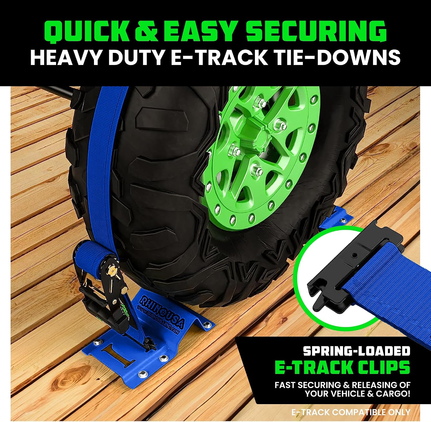 Rhino USA Wheel Chock Tie Down Kit (4,500lb) - 2 Straps & 4 Chocks