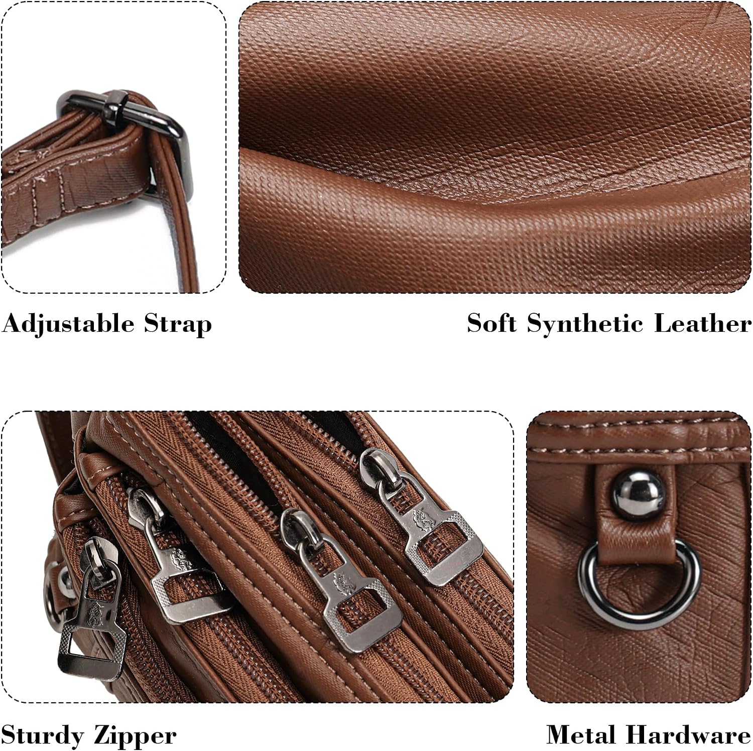MINICAT Multi Pocket Small Crossbody Purses for Women Everyday Shoulder Bag | Lightweight Organizer, Cross body Bag with Multiple Zipper Pockets, Vegan Leather, Phone Purse for Travel Casual Daily
