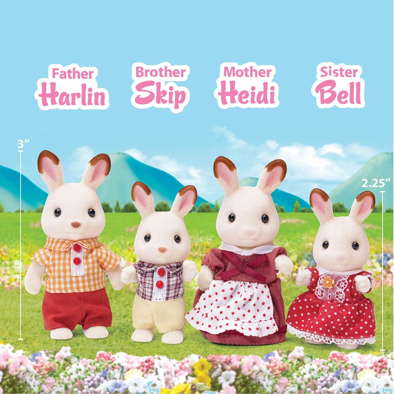 Calico Critters, Hopscotch Rabbit Family, Dolls, Doll House Figures, Collectible Toys