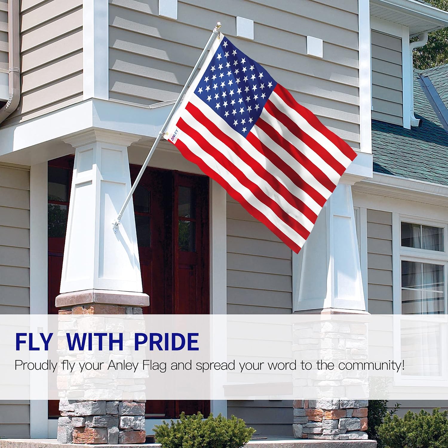 ANLEY Fly Breeze American National Flag 4x6 Foot Polyester - Vivid Color and Fade proof - Canvas Header and Brass Grommets - Banner Flags 4 X 6 Ft