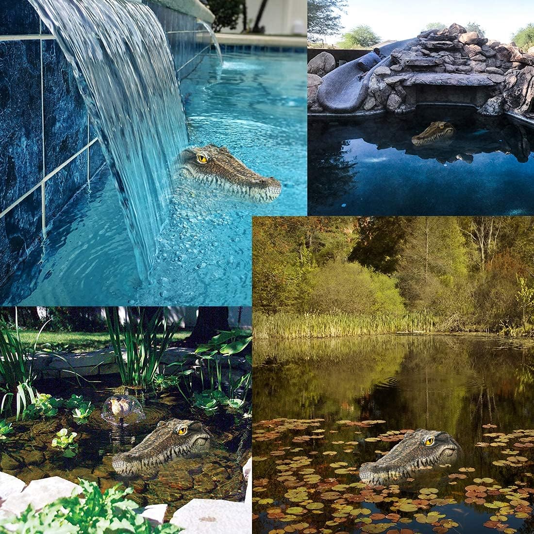 Pond Floating Alligator Head Decoy, Outdoor Pools Float Fake Gator Head Duck Detterent for Pool, Crocodile Head for Decorations, Swimming Pool