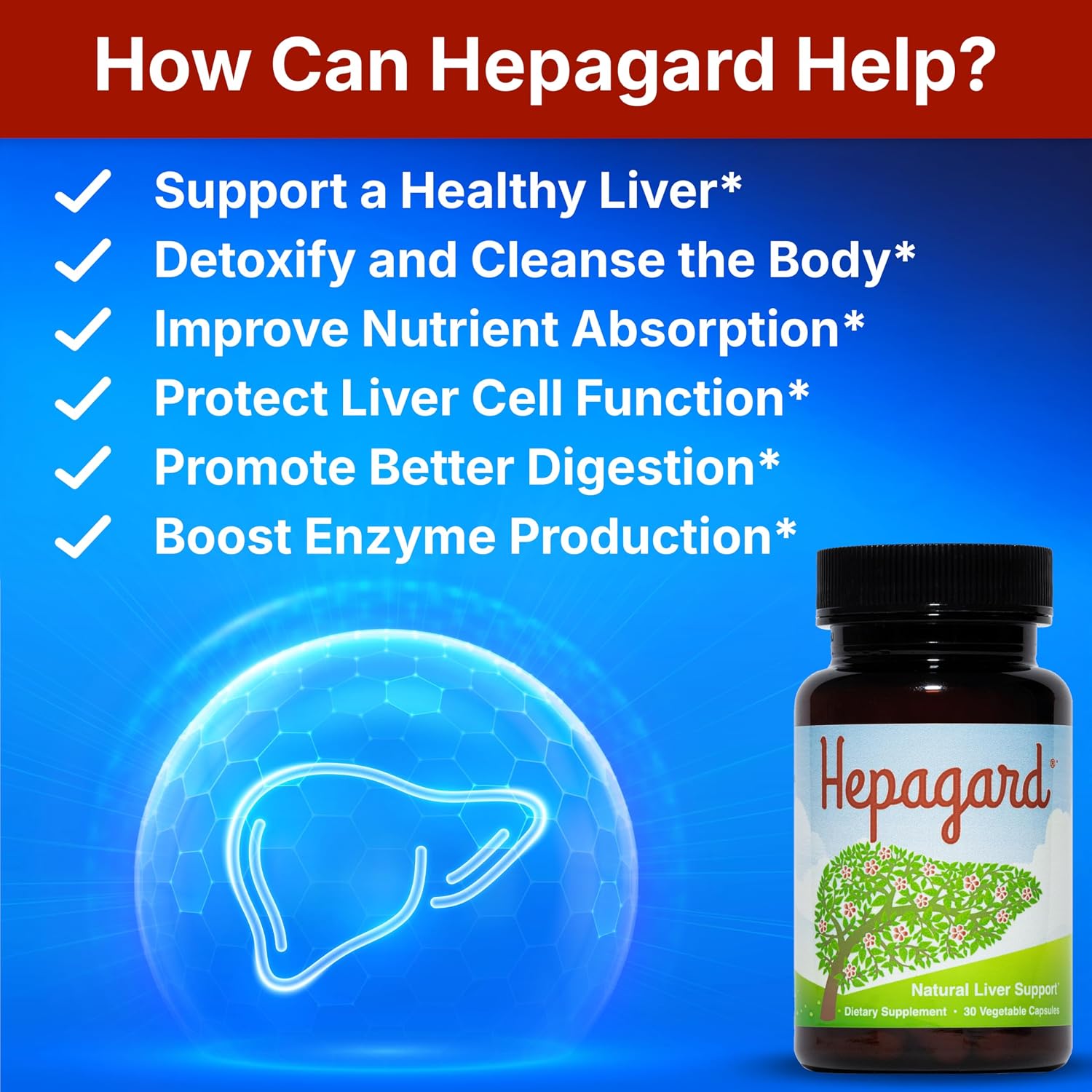 Hepagard Natural Liver Support Supplement with NAC, Vegan, Gluten-Free