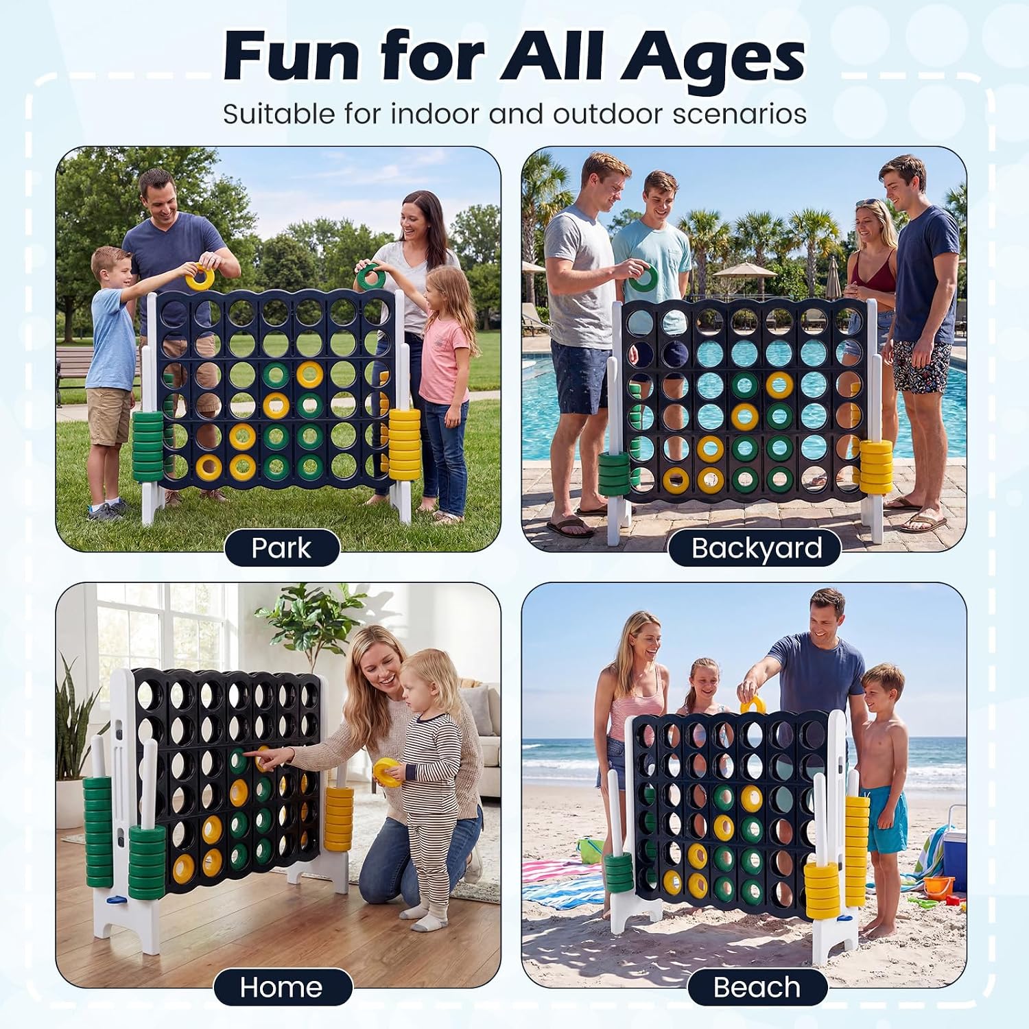 Costzon Giant 4-in-A-Row, Jumbo 4-to-Score Giant Game Set for Kids & Adults, Indoor Outdoor Yard Connect Game