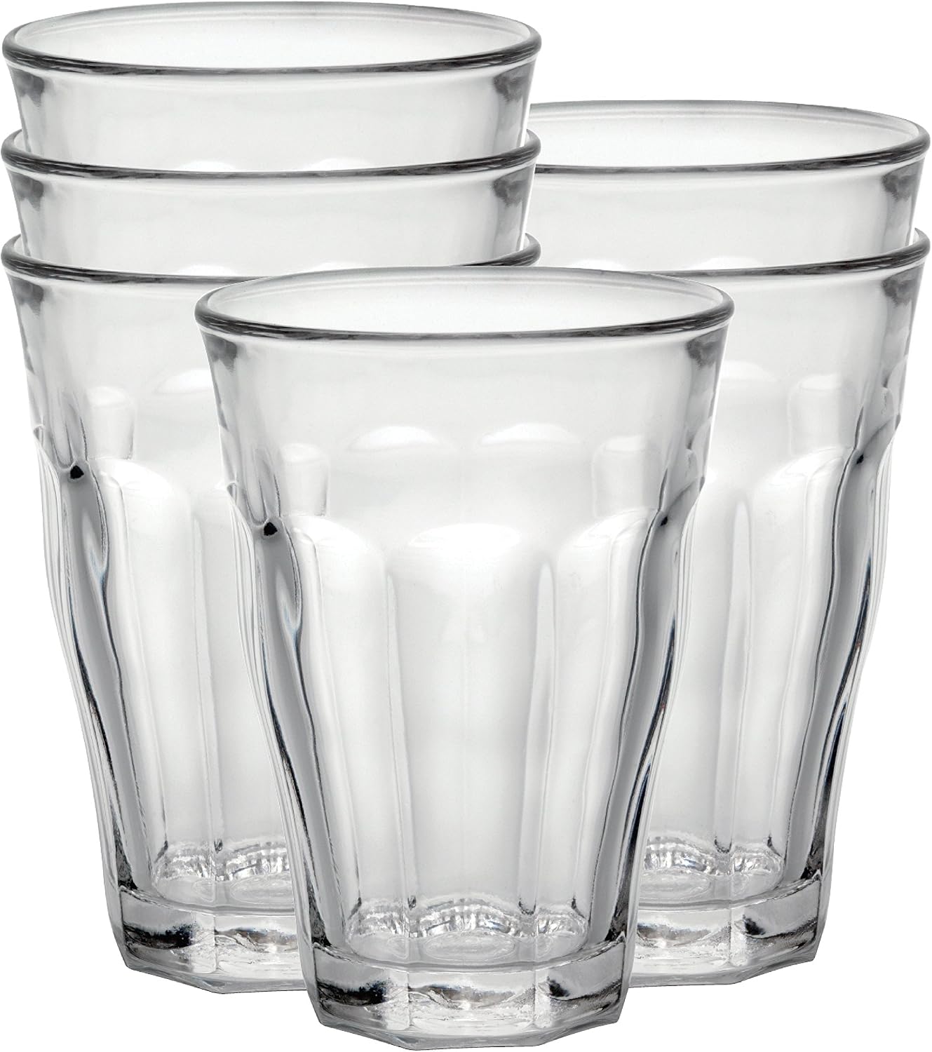 Duralex Made in France Prisme Marine Glass Tumbler Drinking Glasses, 8.75 ounce - Set of 6, Marine Blue