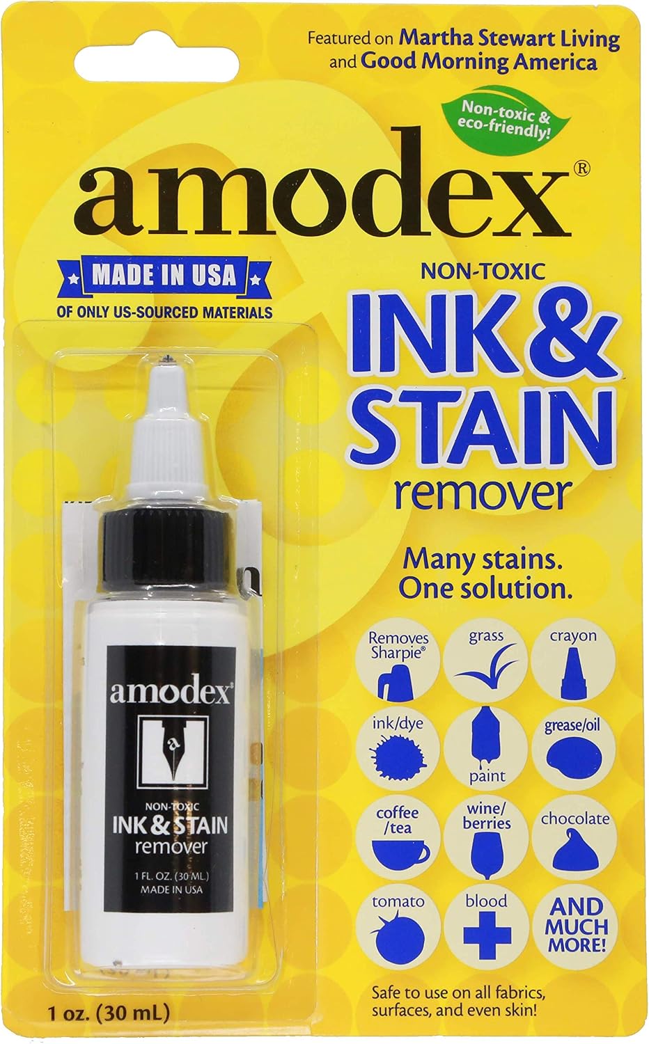 Amodex Ink and Stain Remover Unique Soap Liquid Formula 4 fl oz Bottle