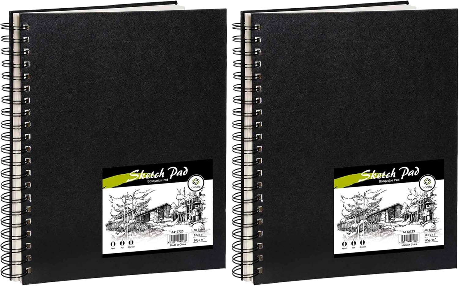 conda 8.5"x11" Sketch Book, 80 Sheets (68 lb/100gsm), Spiral Bound Artist Sketch Pad, Durable Acid Free Drawing Paper for Drawing Painting