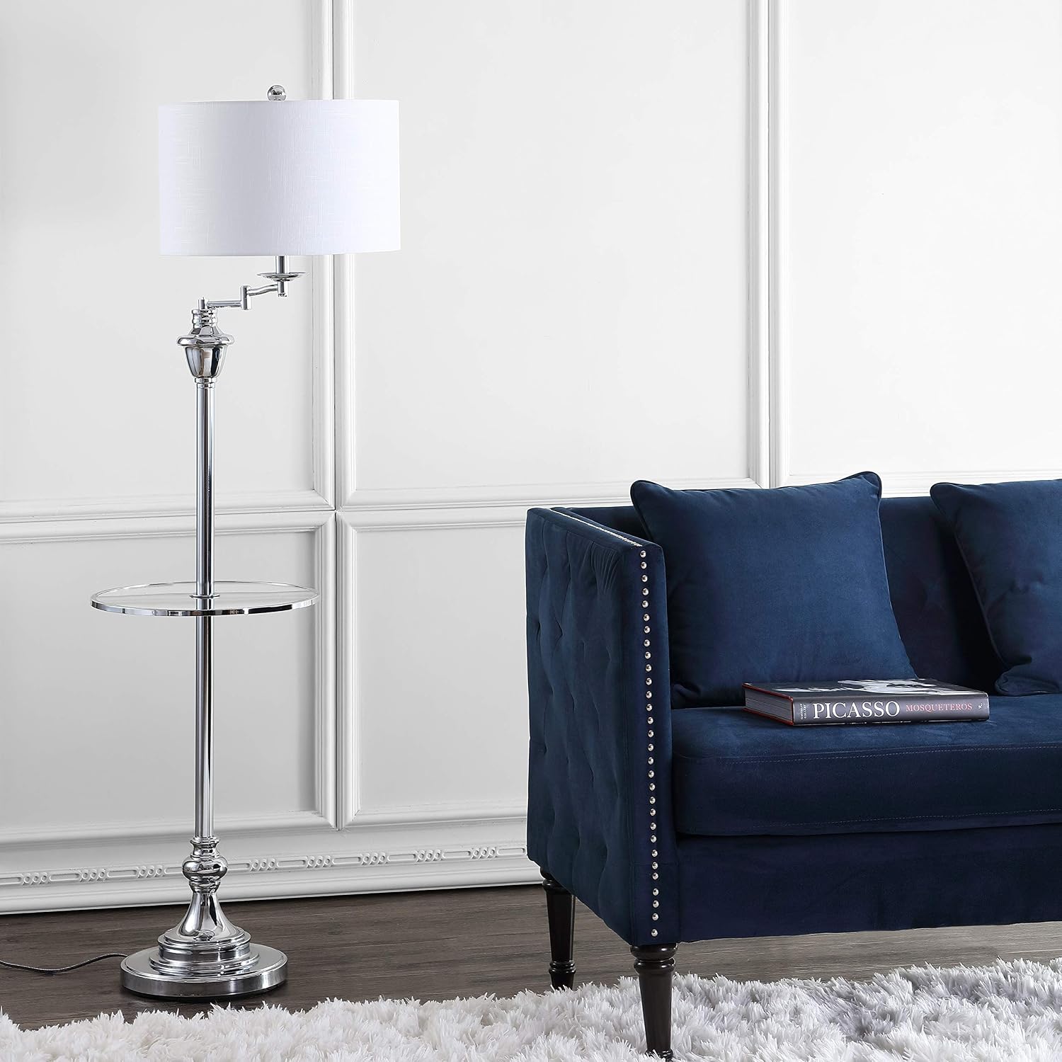 JONATHAN Y Cora 60" Metal Swing Arm Floor Lamp, Oil Rubbed Bronze/Clear