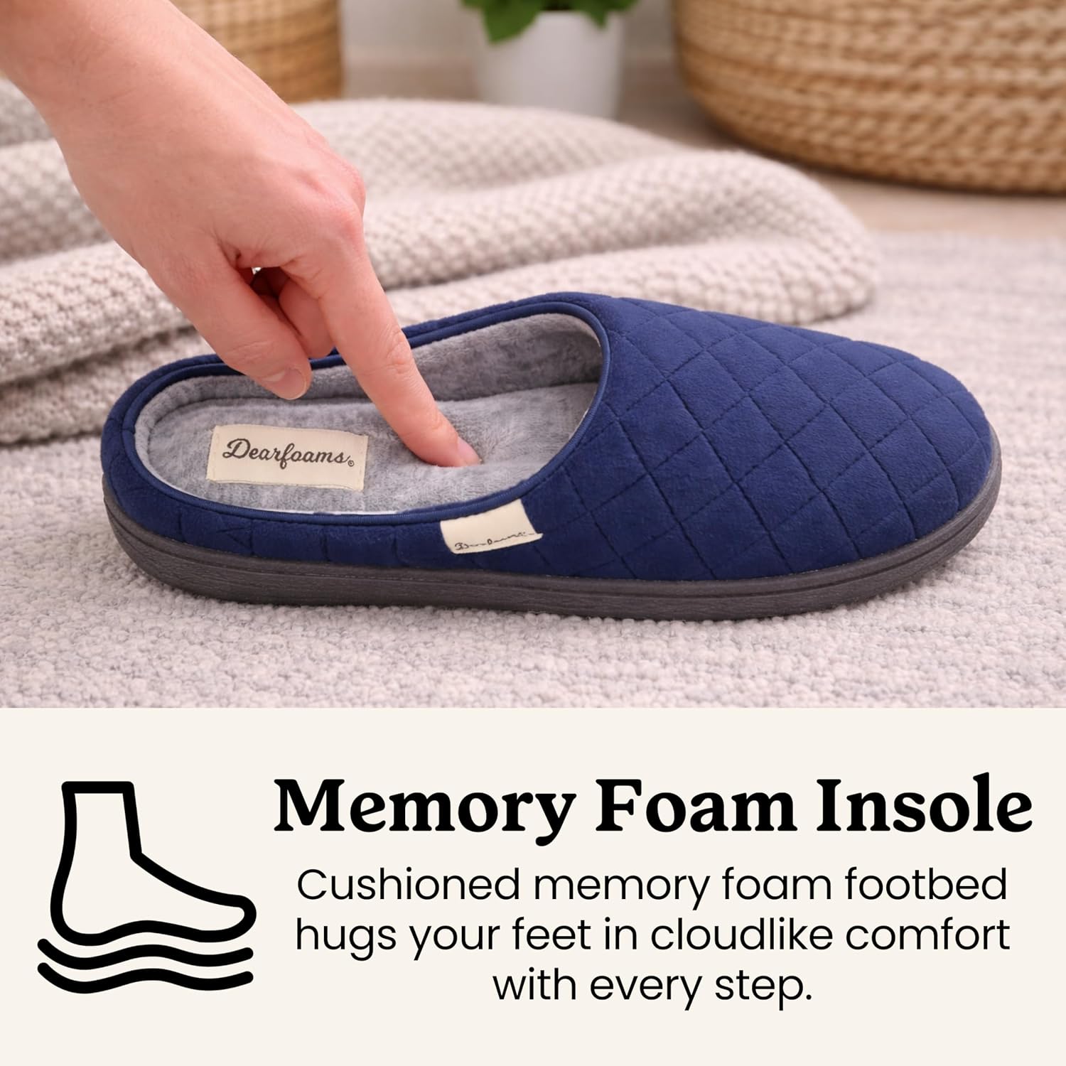 Leslie Terry Clog House Shoes with Memory Foam, Indoor Slippers with Wide Widths