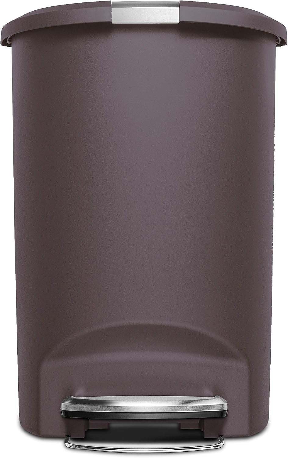 simplehuman 50 Liter / 13 Gallon Semi-Round Kitchen Step Trash Can with Secure Slide Lock, Black Plastic