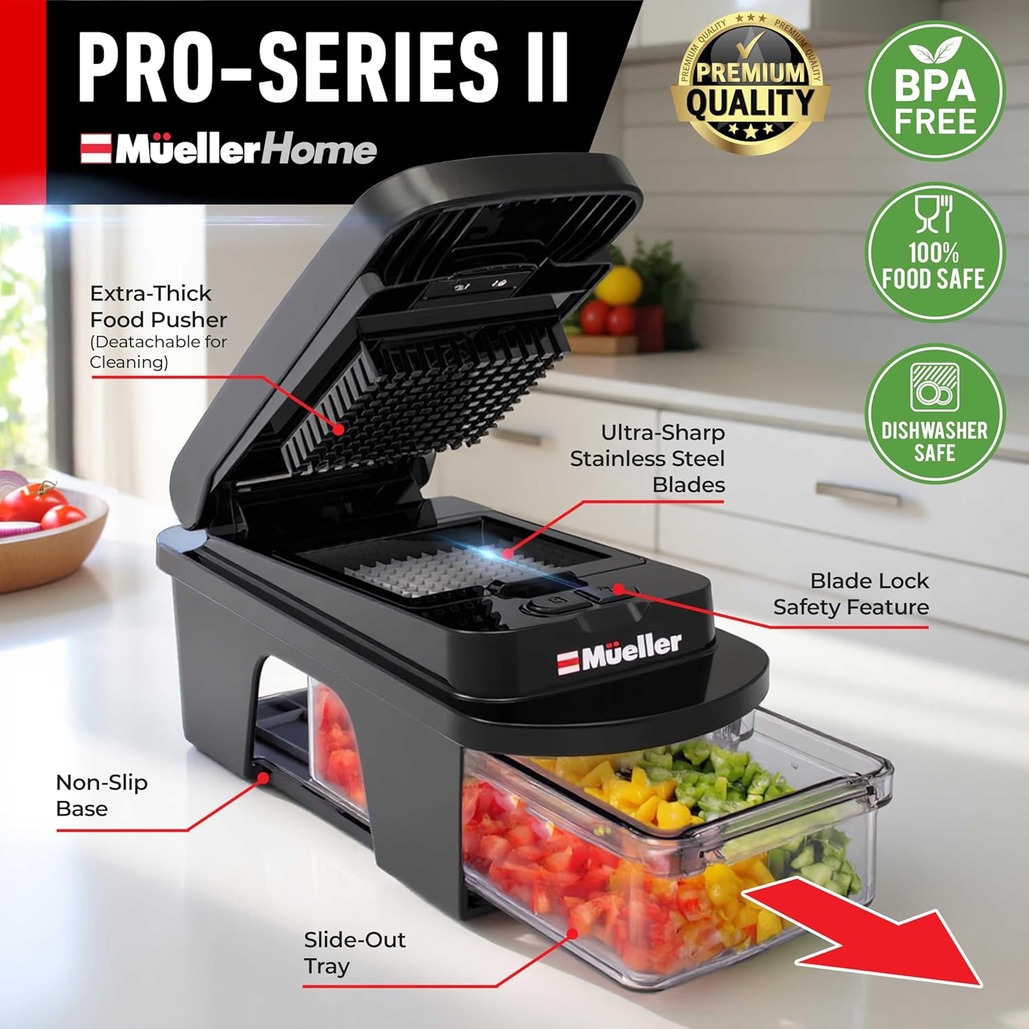 Mueller The Real Original Pro Vegetable Chopper & Mandoline Slicer, 10-in-1