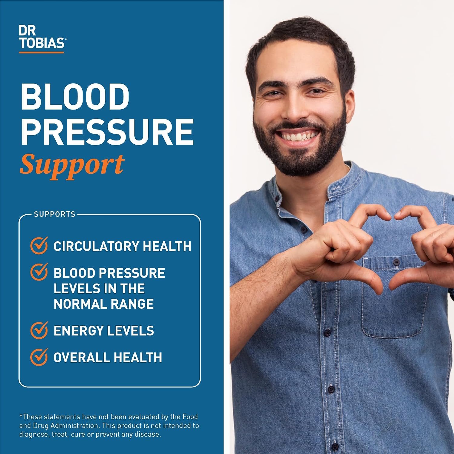 Dr. Tobias Blood Pressure Support Supplement 90 Capsules | Circulatory & Heart Health Support | Hawthorn + Hibiscus + Olive Leaf + Garlic | Vitamins