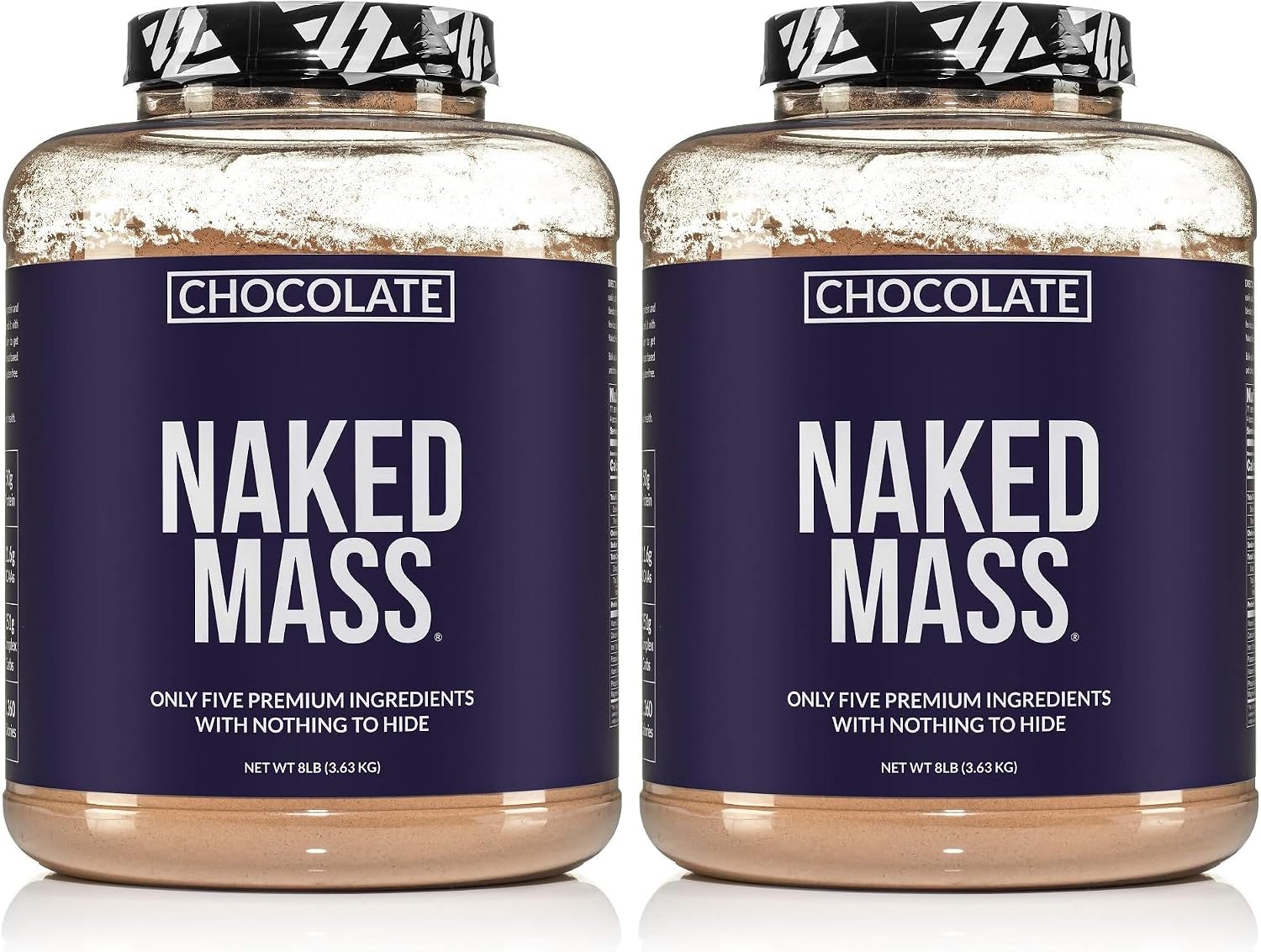 NAKED Mass - Natural Weight Gainer Protein Powder - 8 LB Bulk, NSF Certified, GMO Free, Gluten Free & Soy Free. No Artificial Ingredients - 1,250 Calories per Serving