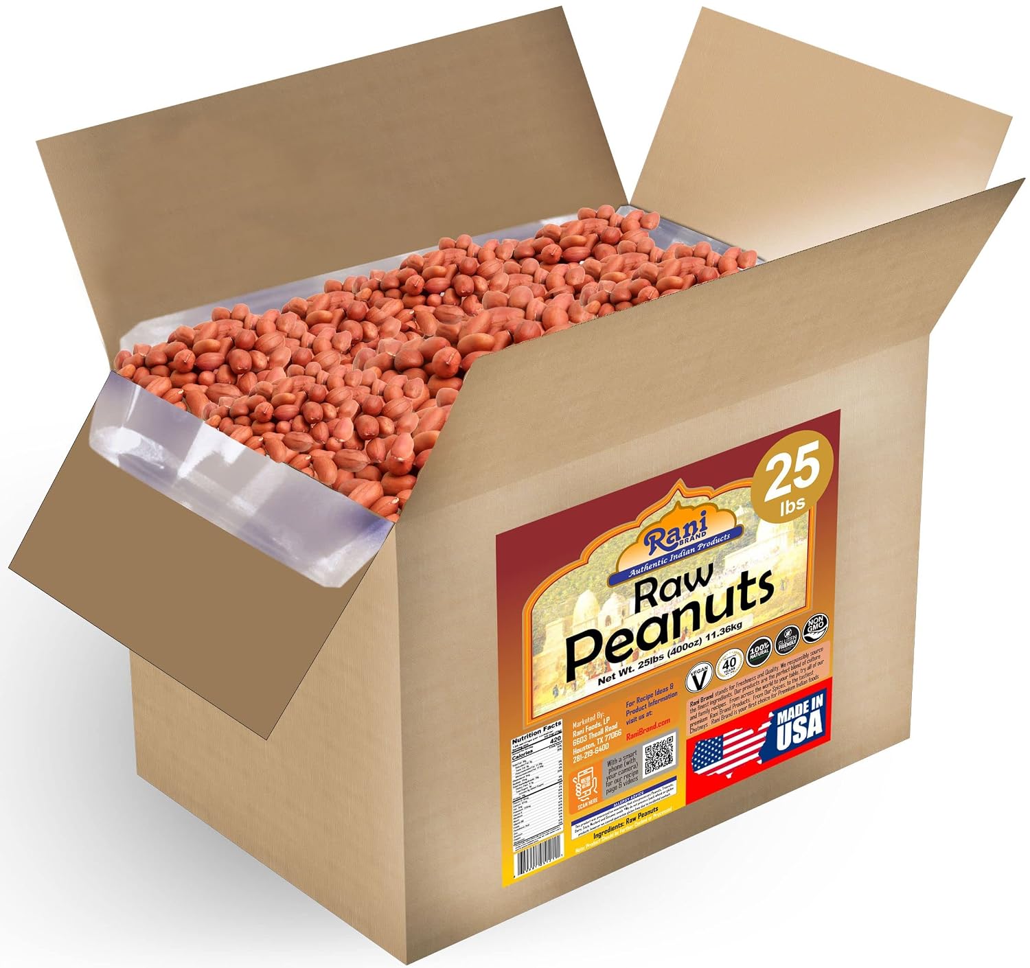 Rani Peanuts, Raw Whole With Skin (uncooked, unsalted) 14oz (400g) ~ All Natural | Vegan | Kosher | Gluten Friendly | Fresh Product of USA ~ Spanish Grade Groundnut/Red-skin