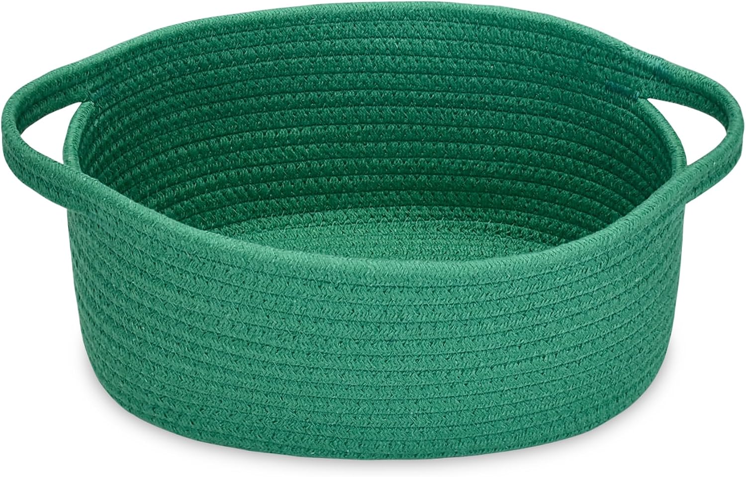 ABenkle Small Basket with Handles, Boho Decorative Rope Woven Dog Cat Toy Storage Bin Shelf Storage Organizer, Easter Christmas Gift Basket, 12"x8"x5"