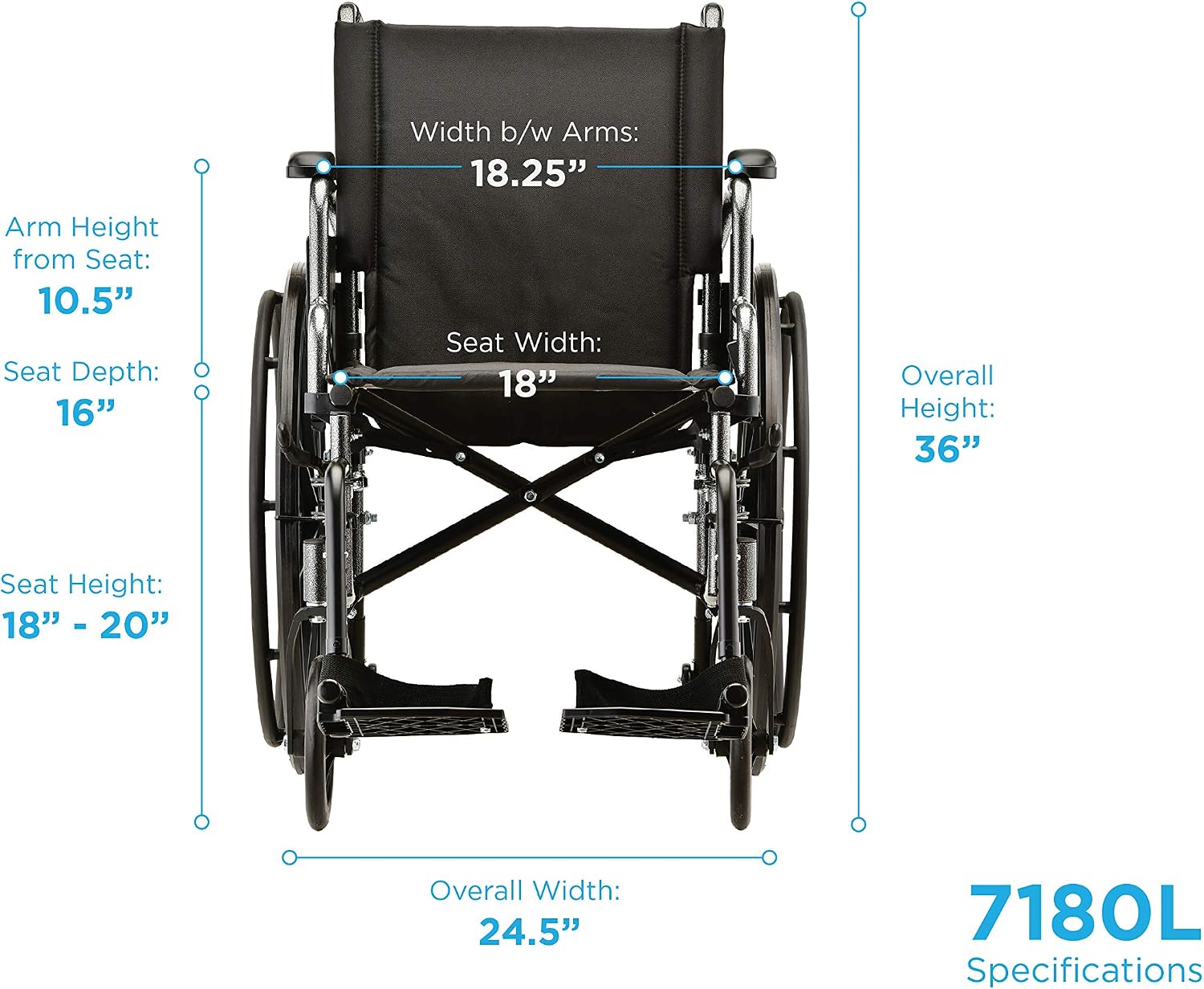 NOVA Lightweight Wheelchair with Flip Up Desk Arms (for Easy Transfer), Adjustable & Easy Release Footrests, Safety Anti-Tippers, Choose from 3 Seat Widths - 16”, 18”& 20”, Weighs only 32 lbs.